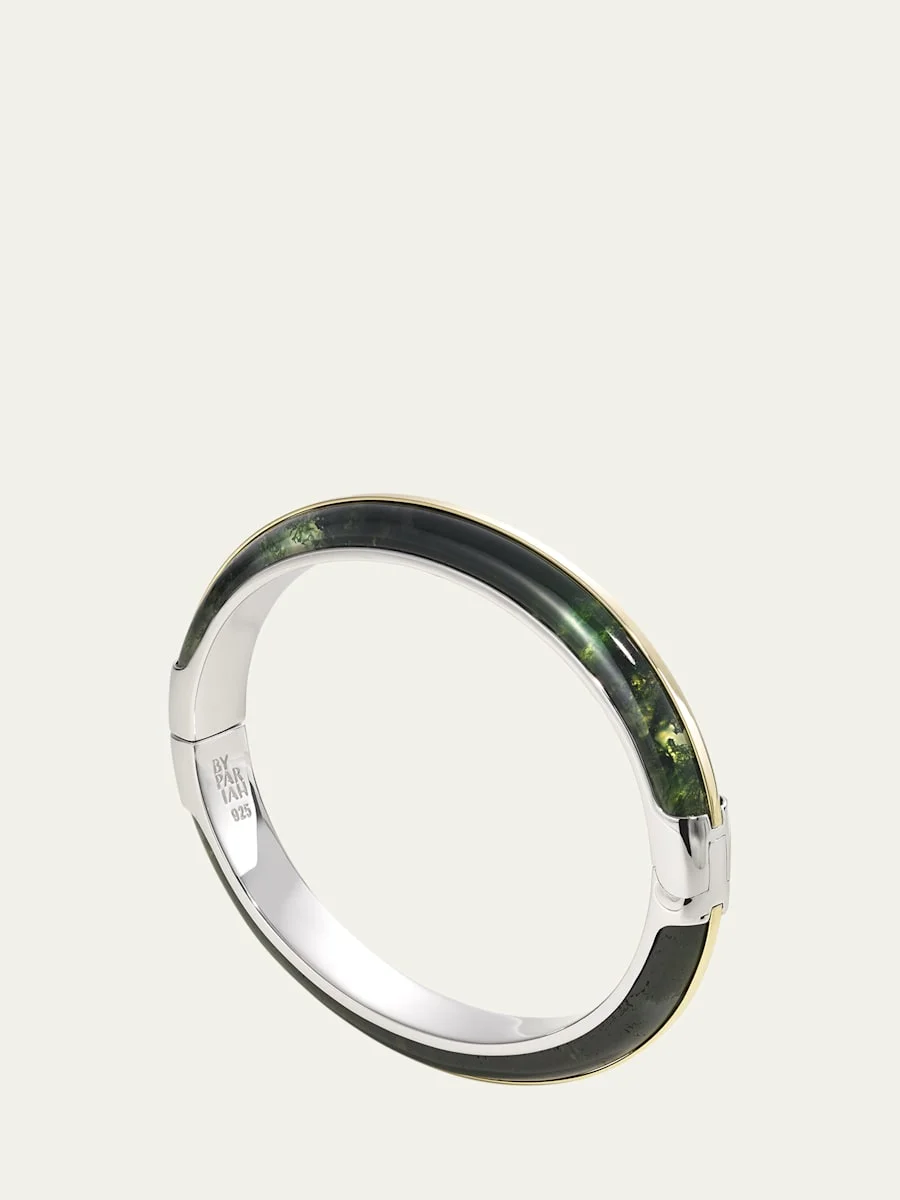 Essential Stacking Cuff Bracelet, Moss Agate - 1