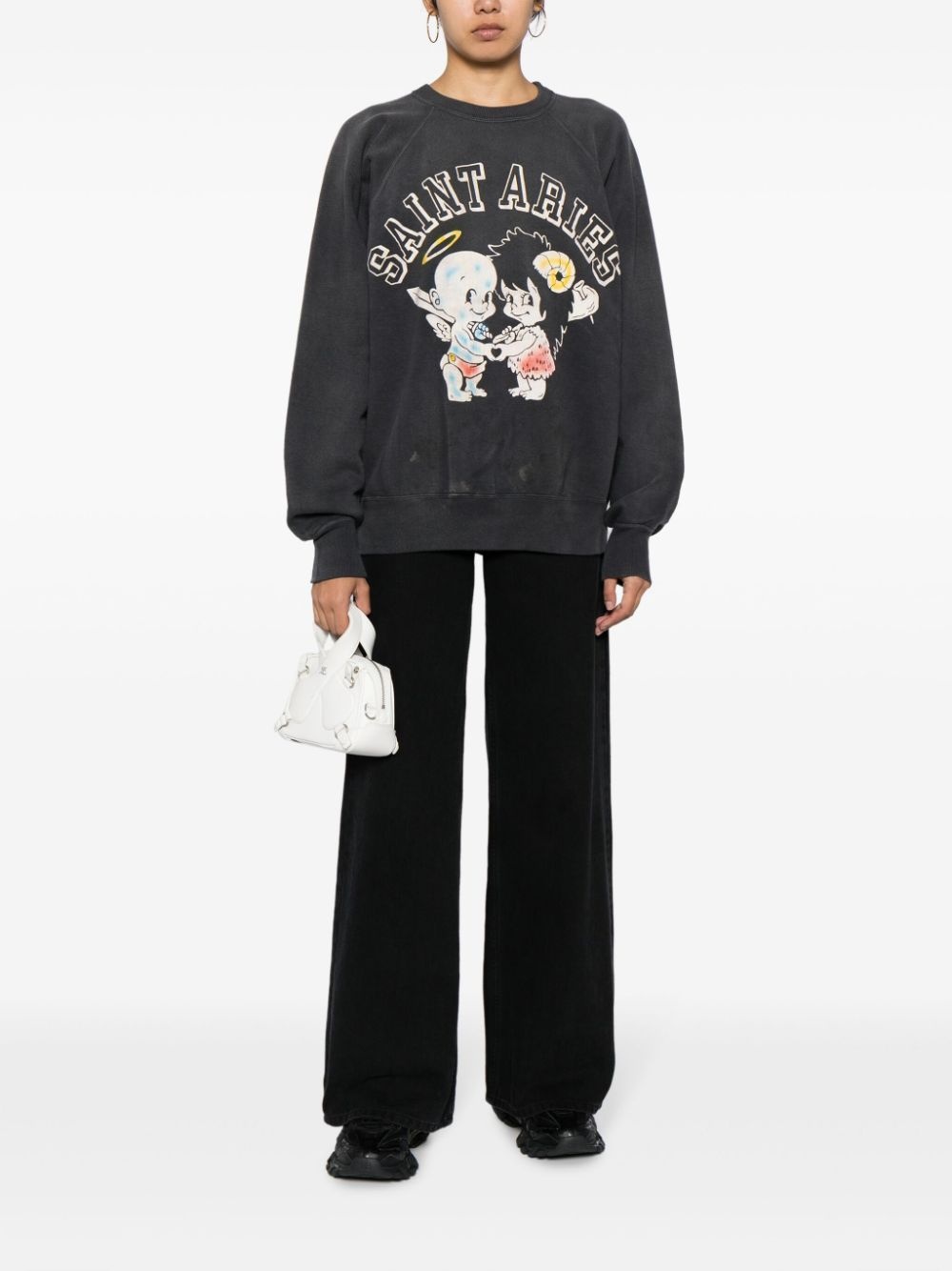 logo-print cotton sweatshirt - 3