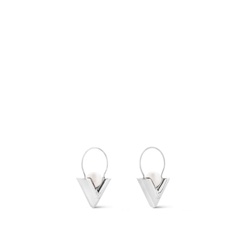 Louis Vuitton V For Vuitton Pearl And  Metal Earrings outlook