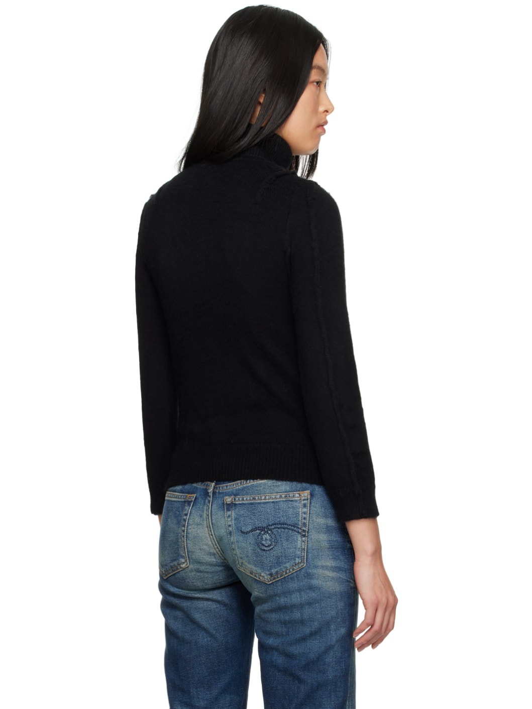 Black Flat Sleeve Turtleneck - 3