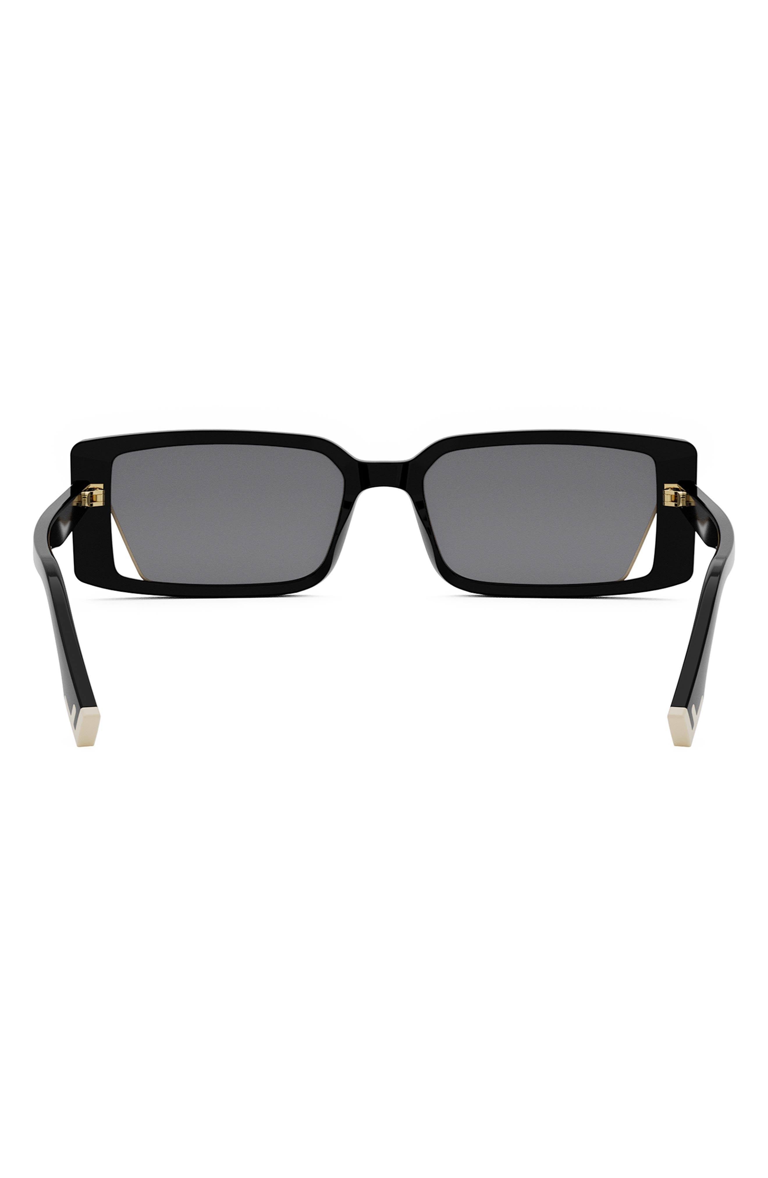 Fendi Way 53mm Rectangular Sunglasses in Shiny Black /Smoke at Nordstrom - 5