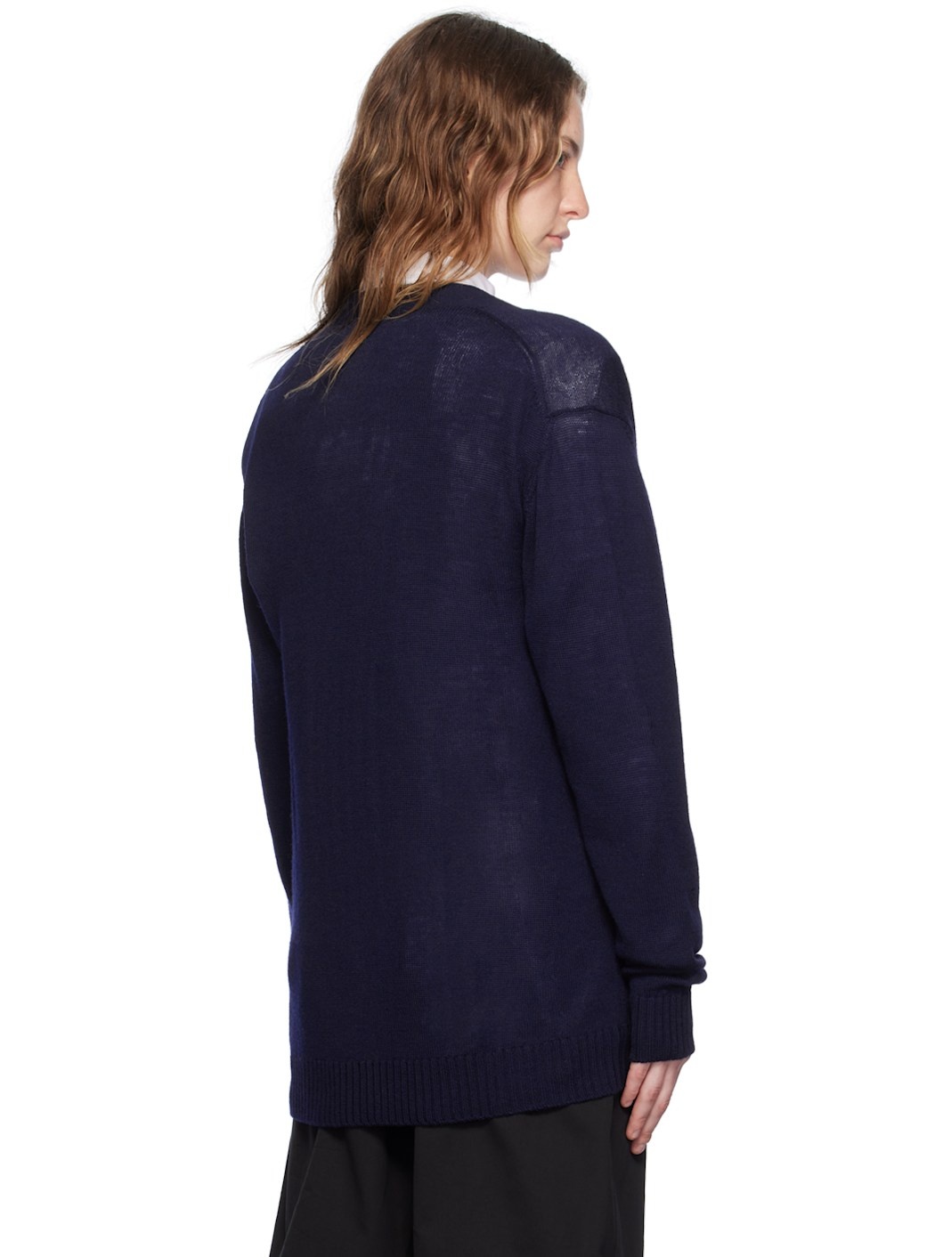 Navy Y-Neck Cardigan - 3