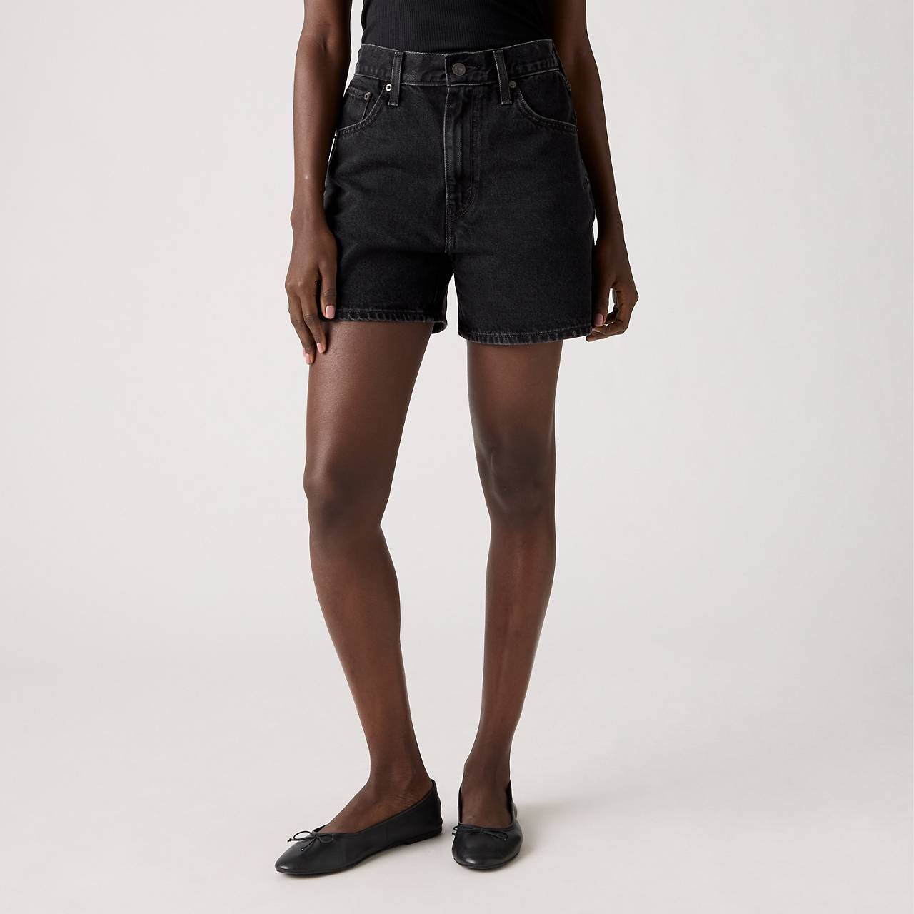 HIGH RISE CINCH MID-THIGH WOMEN'S SHORTS - 3