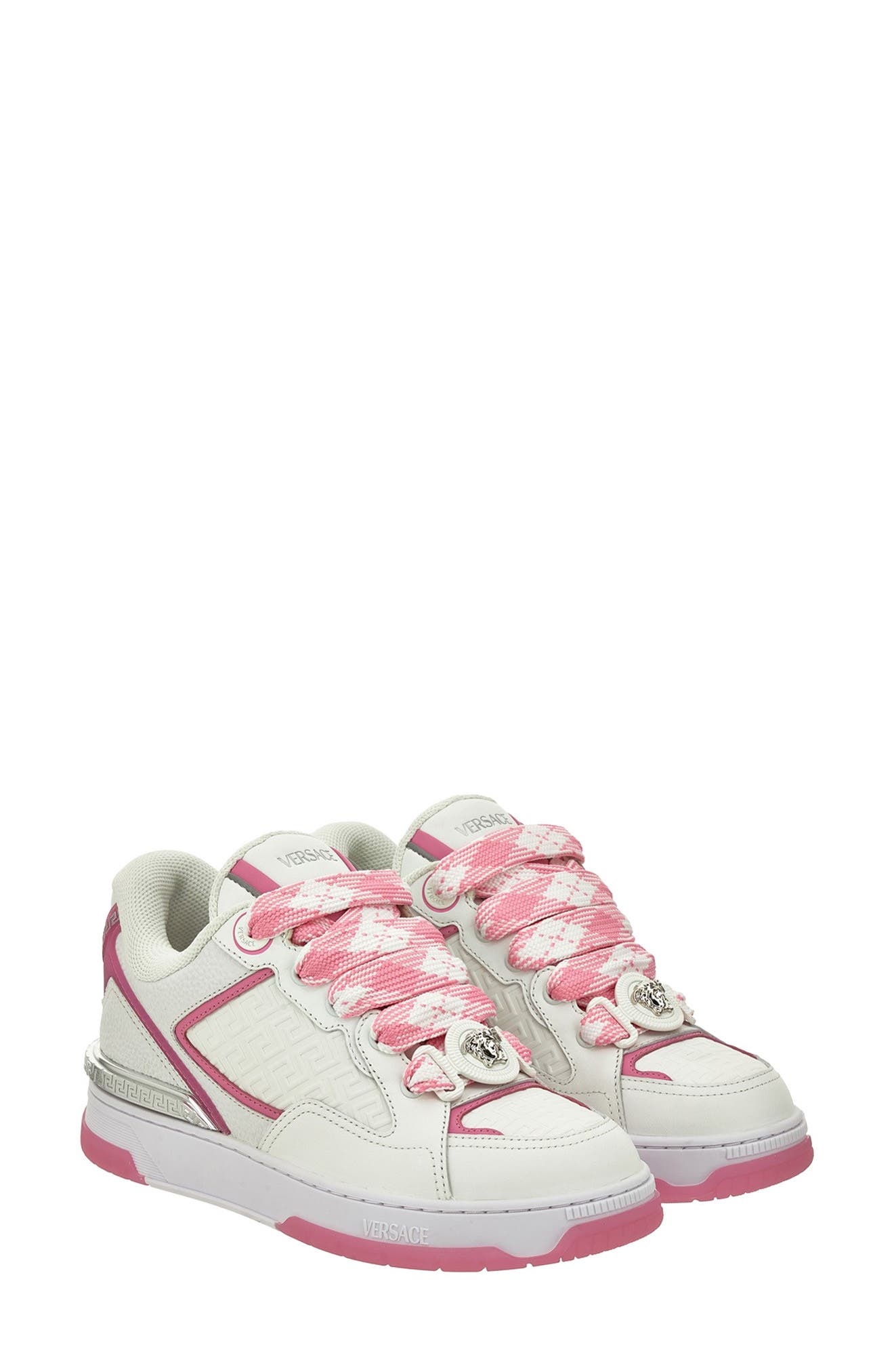 Versace Low Top Sneaker in Off White/Guava/Palladium at Nordstrom - 1