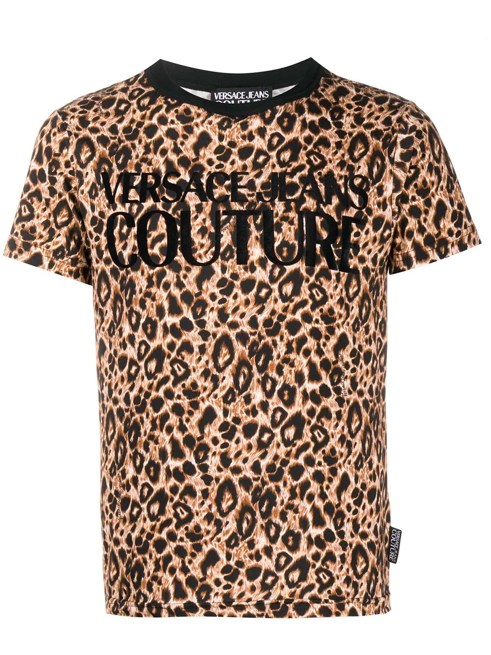 leopard print crew-neck T-shirt - 1