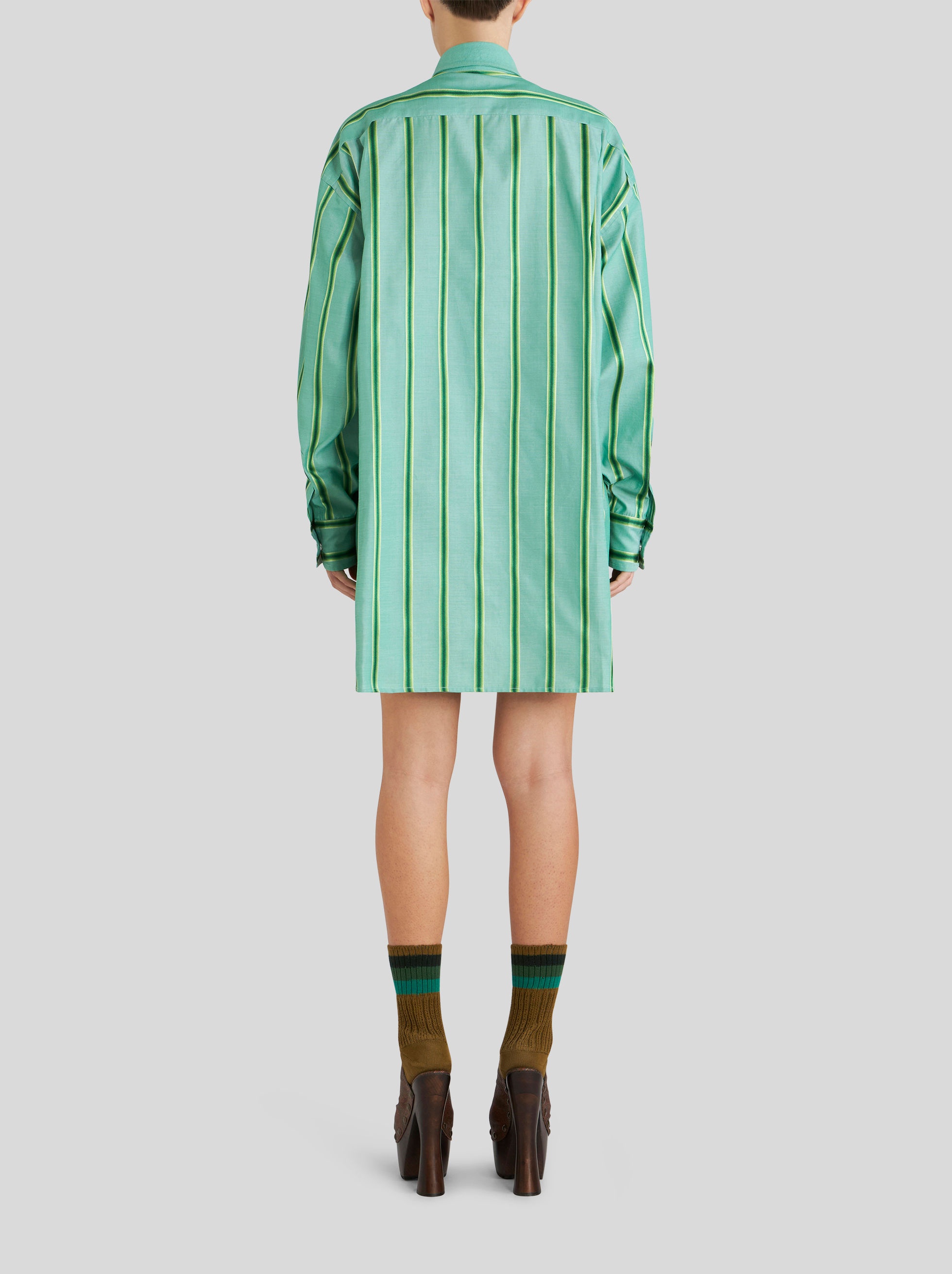 STRIPED SHIRT DRESS WITH PEGASO LOGO - 5