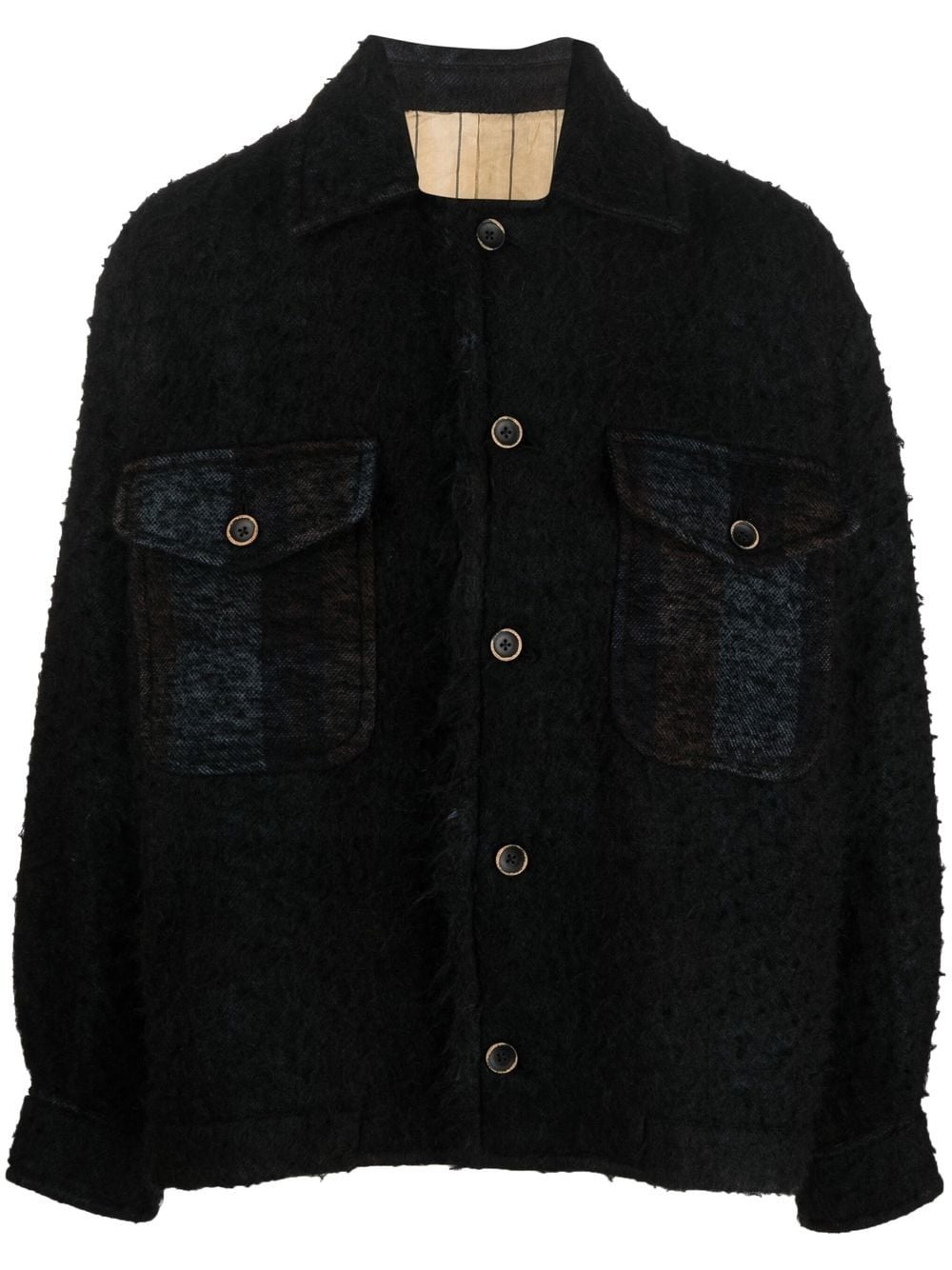 textured flap-pocket shirt jacket - 1