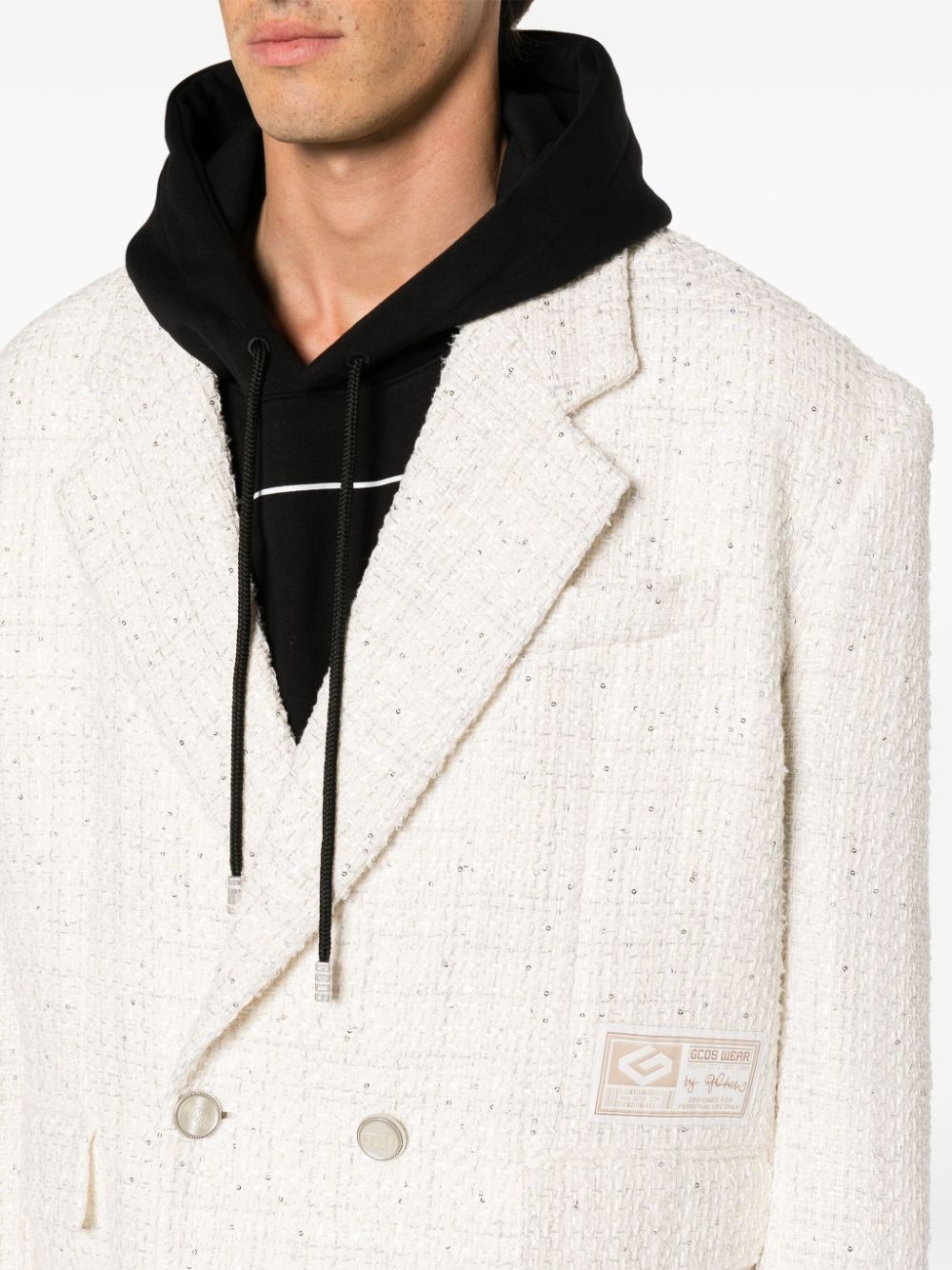 sequin-embellished tweed blazer - 5