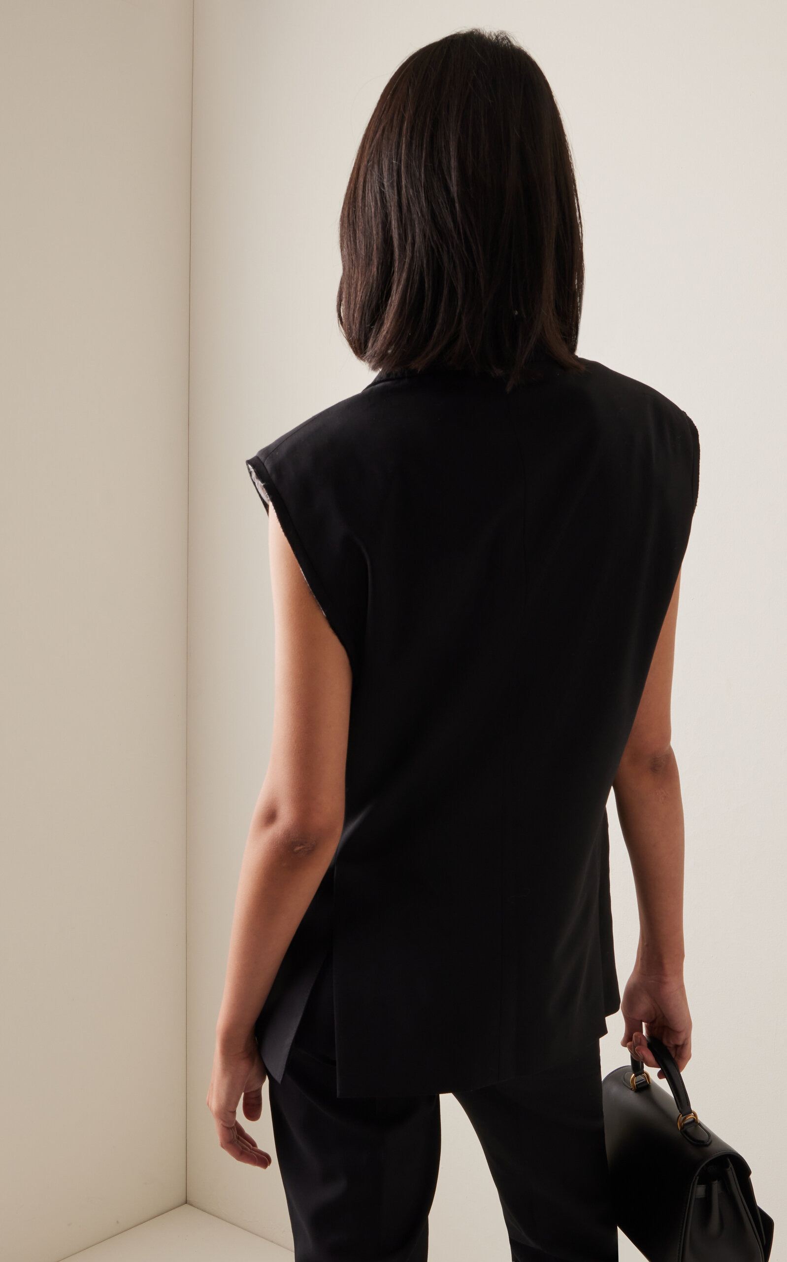 Oversized Stretch-Wool Double-Breasted Blazer black - 4