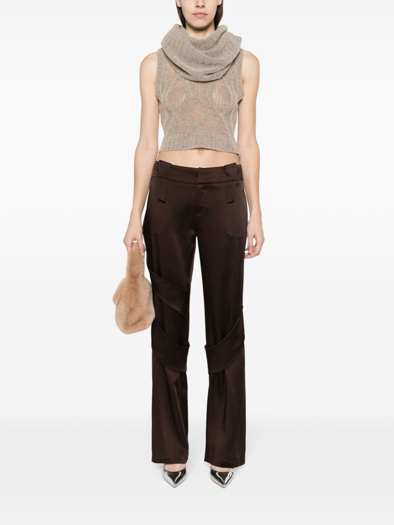 Blumarine satin wide-leg cargo trousers outlook