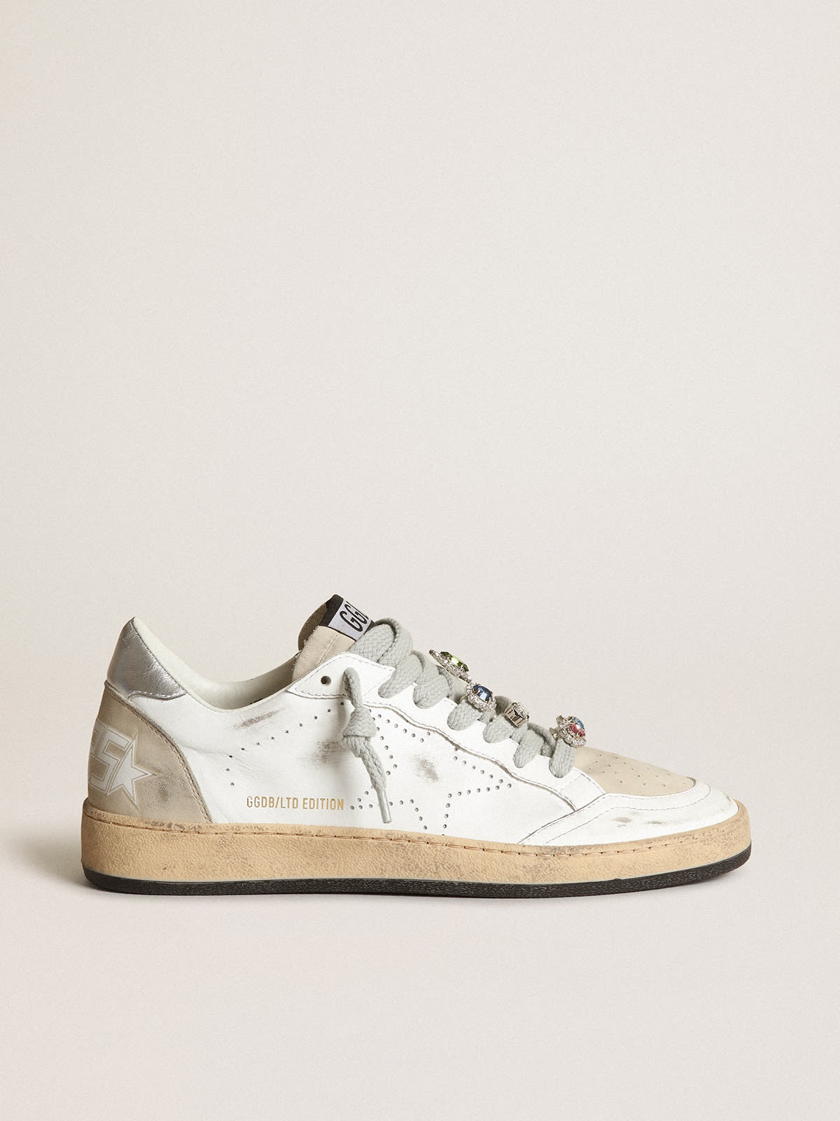 Ball Star LAB sneakers in white leather with perforated star and lace accessories with multicolored  - 1