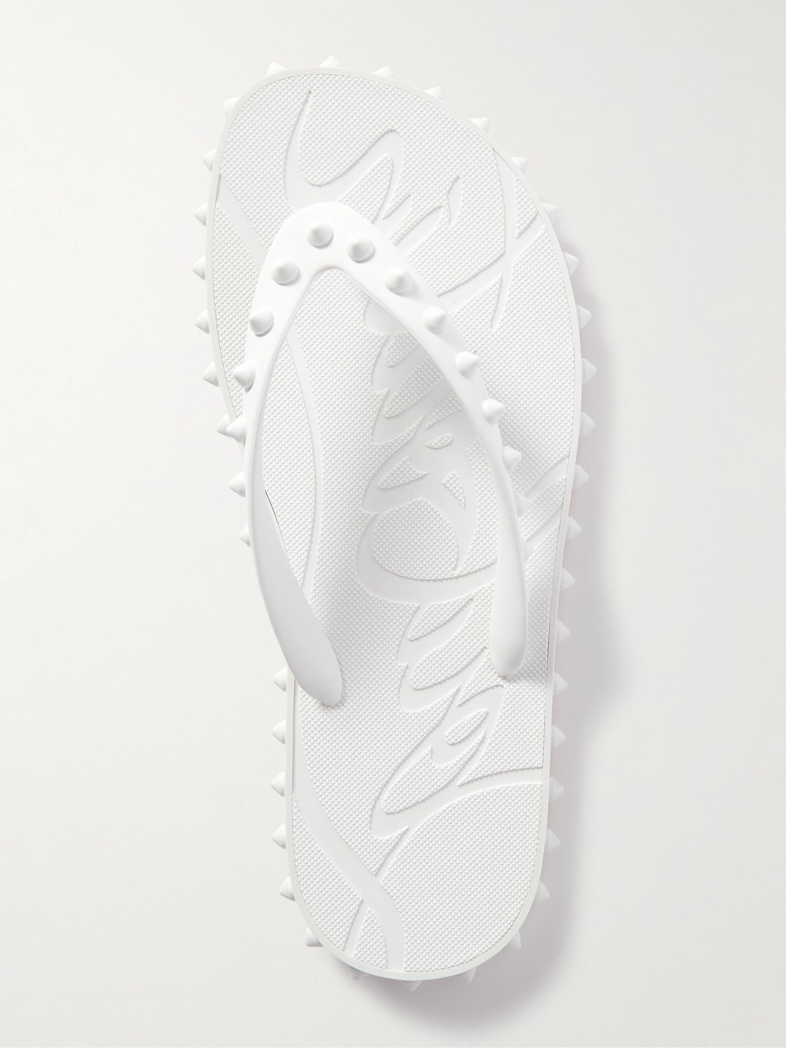 Super Loubi studded rubber flip flops White - 5