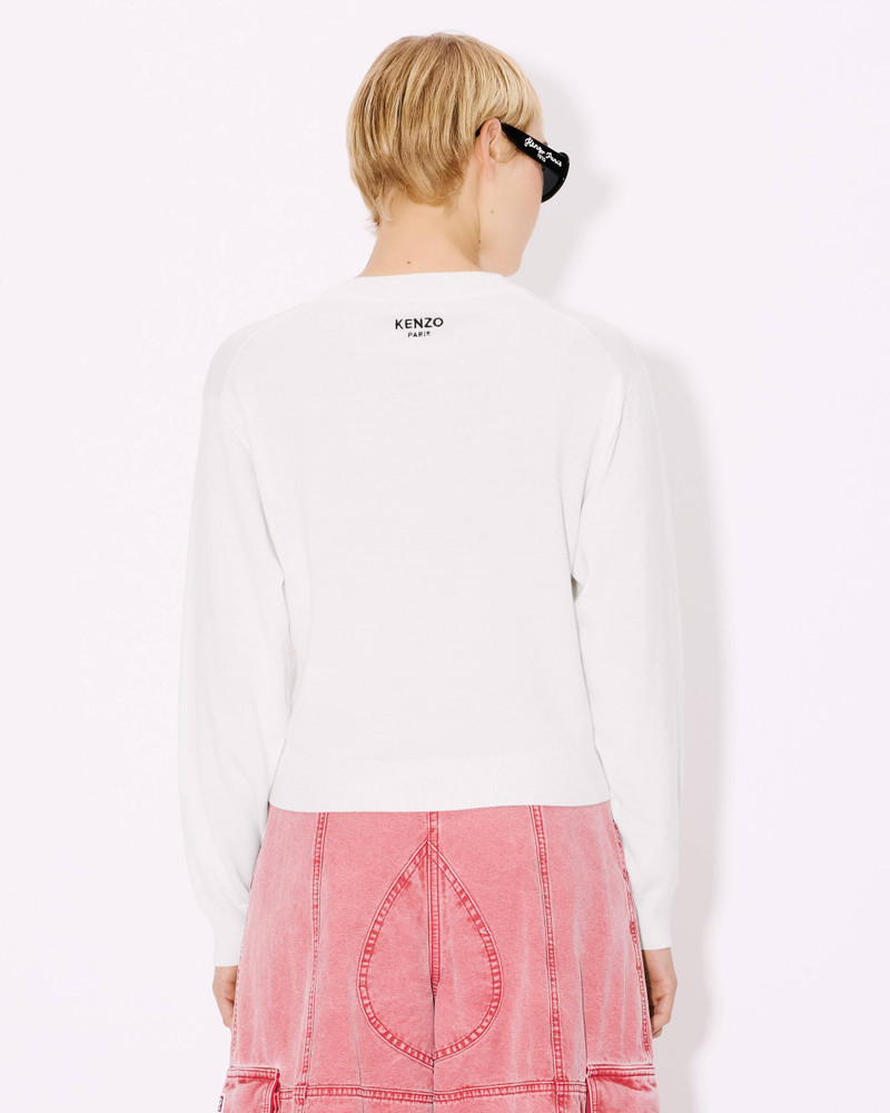'KENZO Pop' embroidered crewneck cardigan in merino wool 4