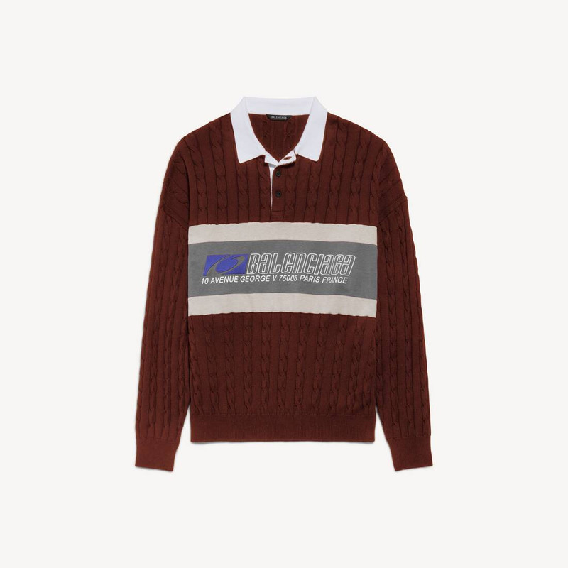 Men's Sporty Block Patched Polo in Burgundy/multicolor 1