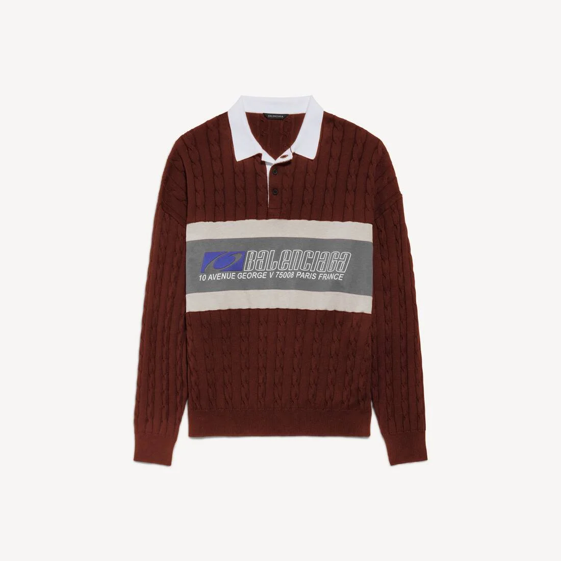 Men's Sporty Block Patched Polo in Burgundy/multicolor - 1