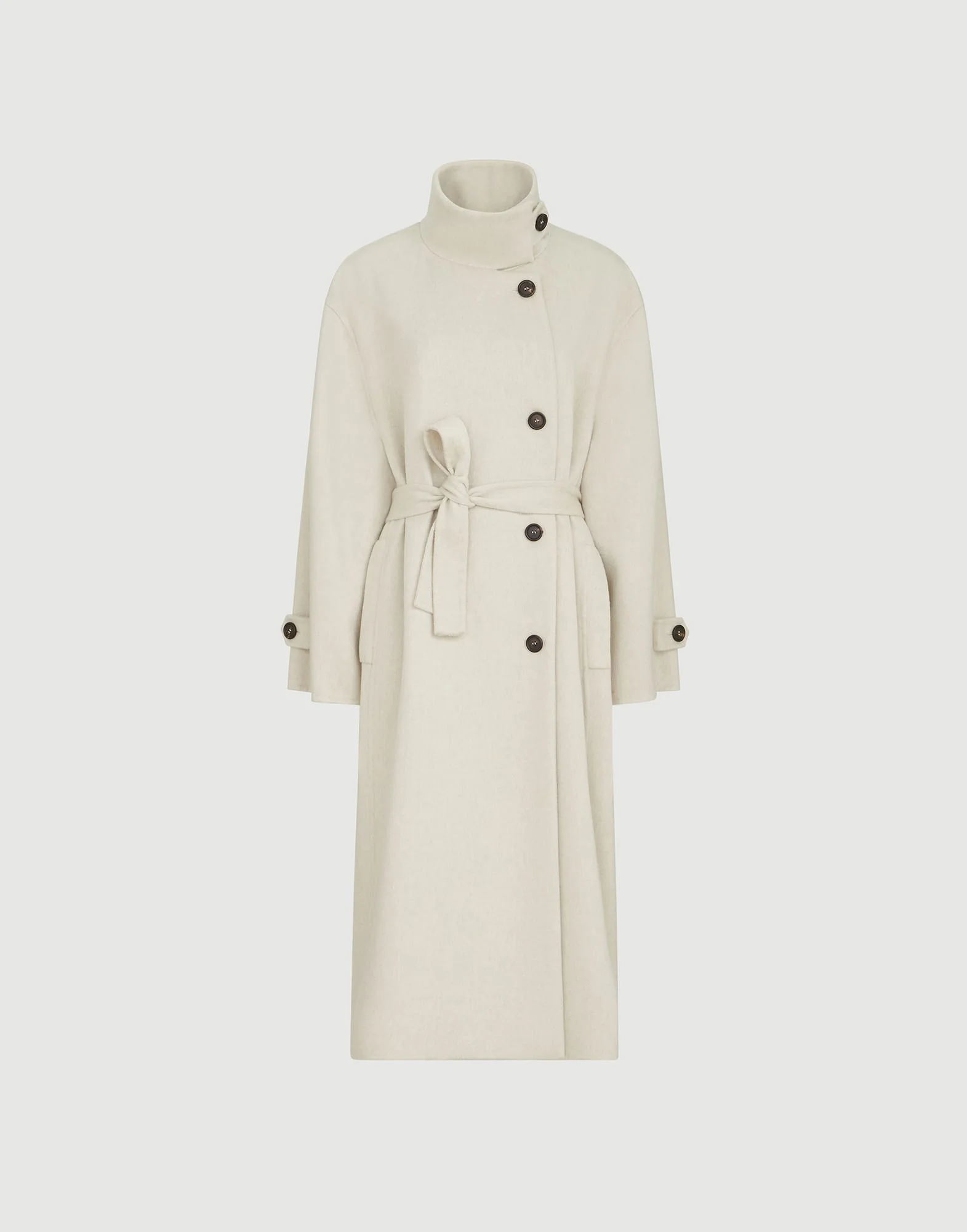 Hand-crafted coat in cashmere beaver double cloth with belt and monili - 1