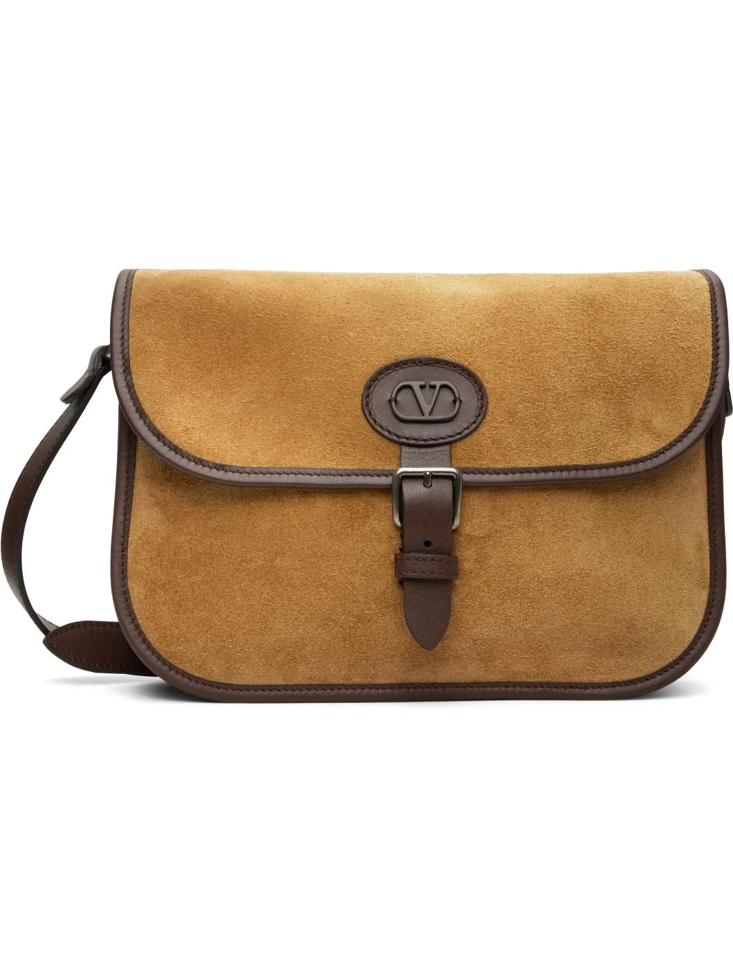 Tan Antibes Suede Crossbody Satchel Bag - 1