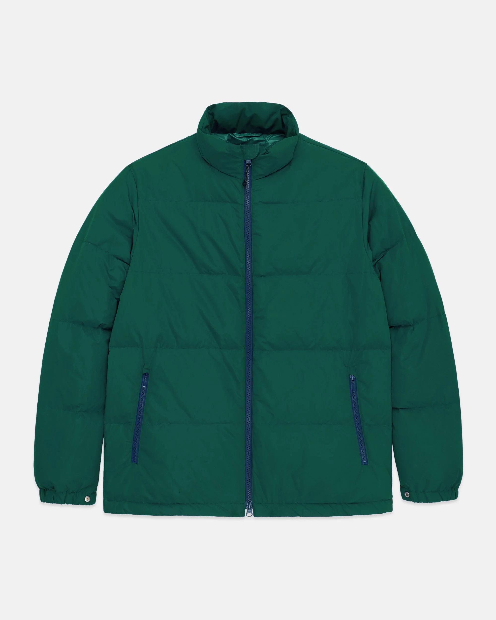 BOTTLE GREEN DOWN PUFFER JACKET - TRIM FIT - 1