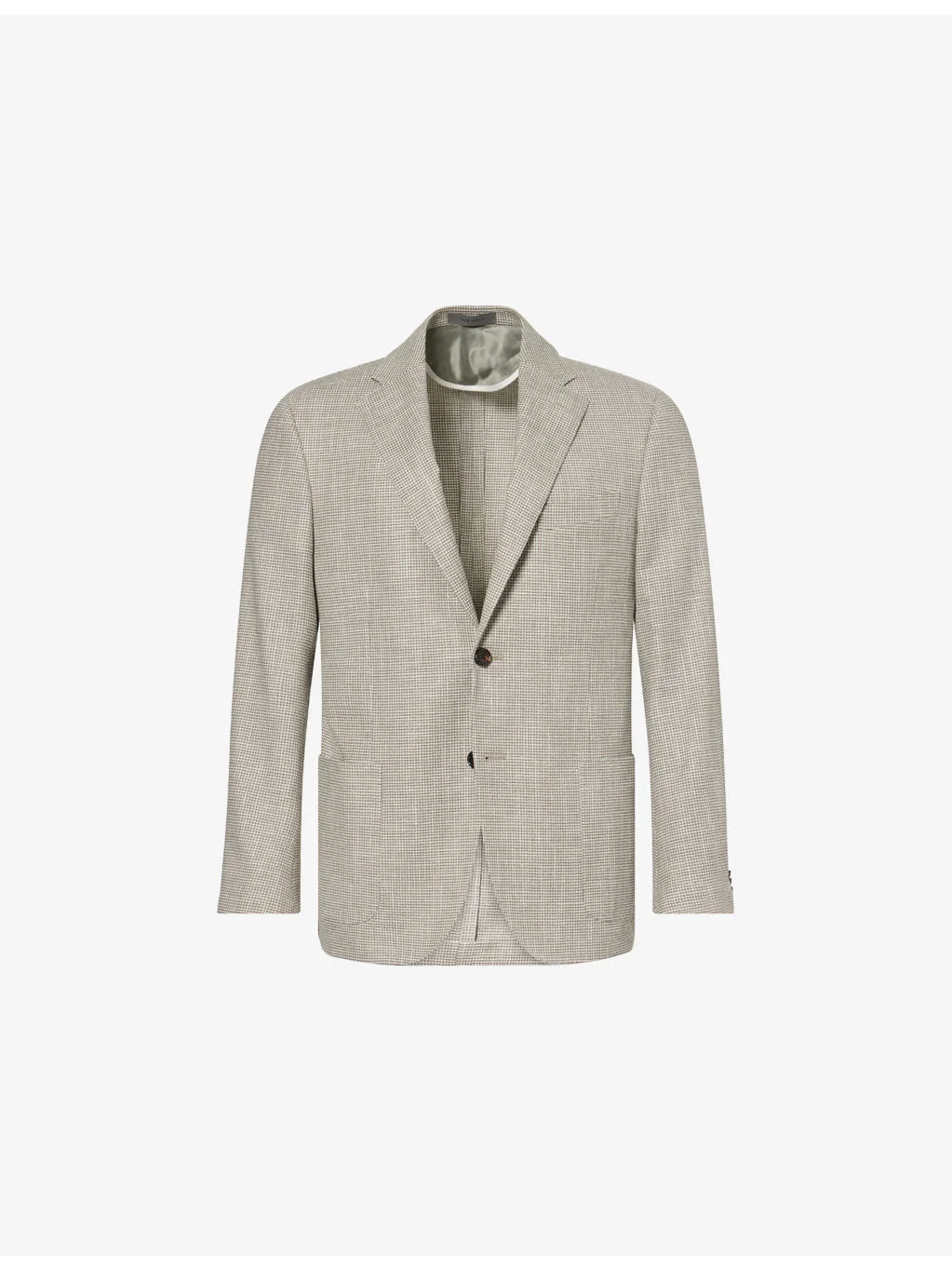 Houndstooth-Print Notch-Lapels Stretch-Woven Jacket - 1