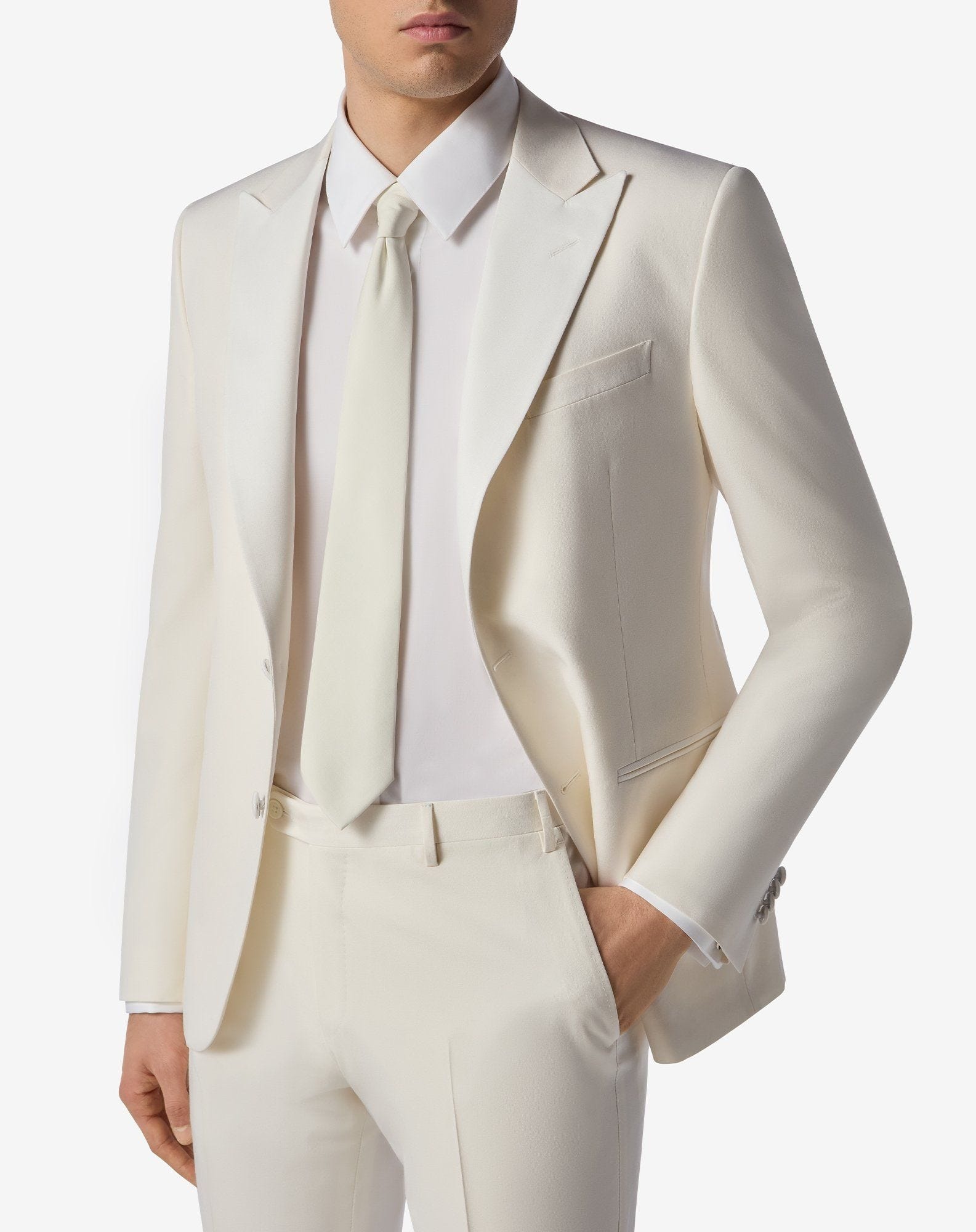 White stretch silk tuxedo - 5