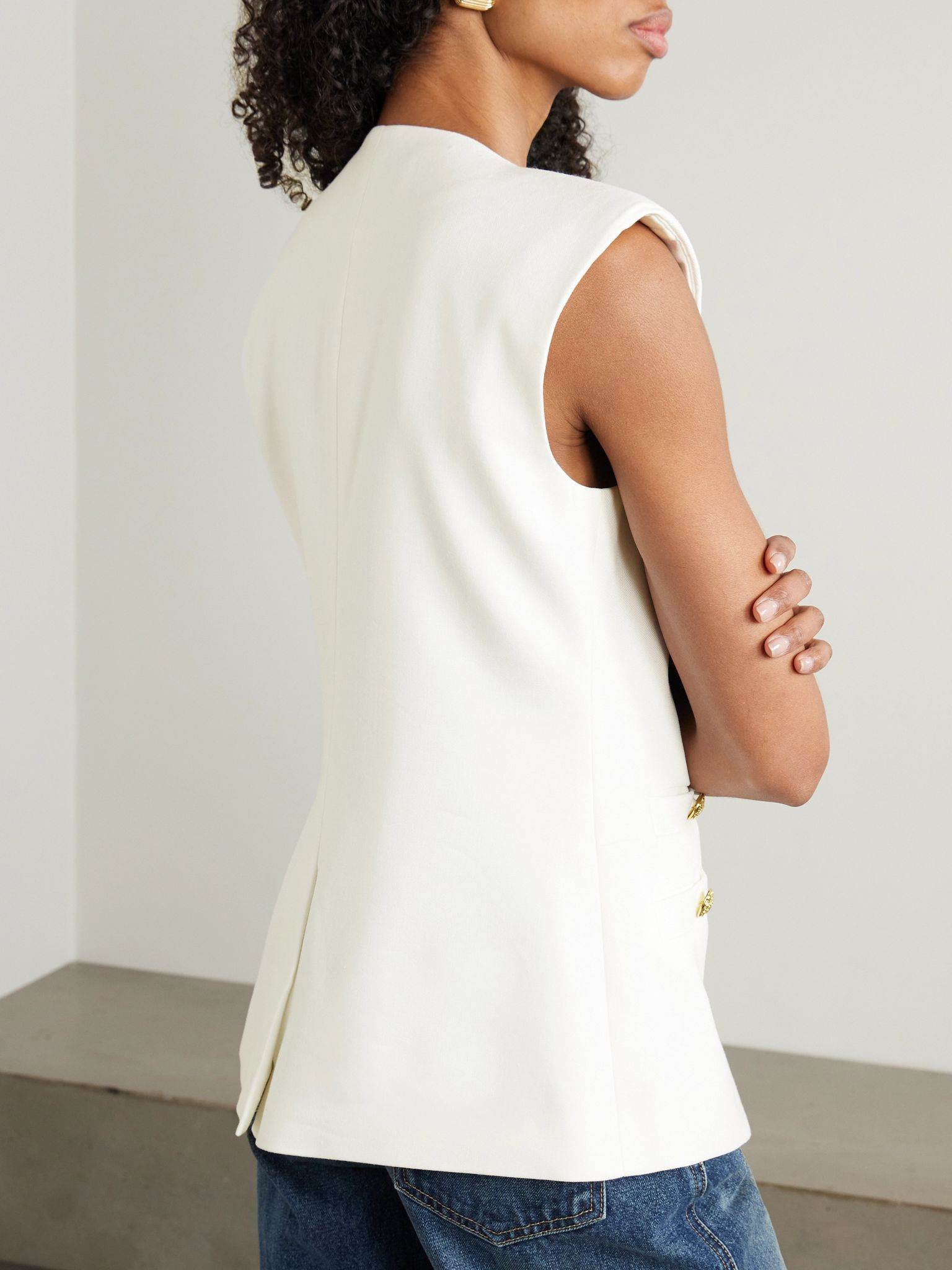 Tamara linen-blend twill vest Off-white - 3