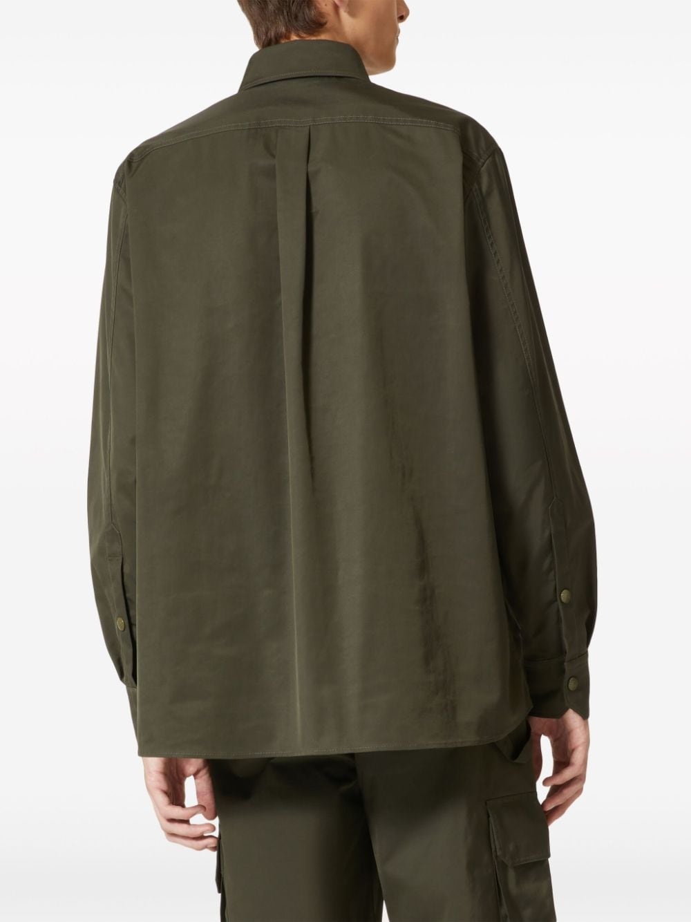 V-detail shirt jacket - 4