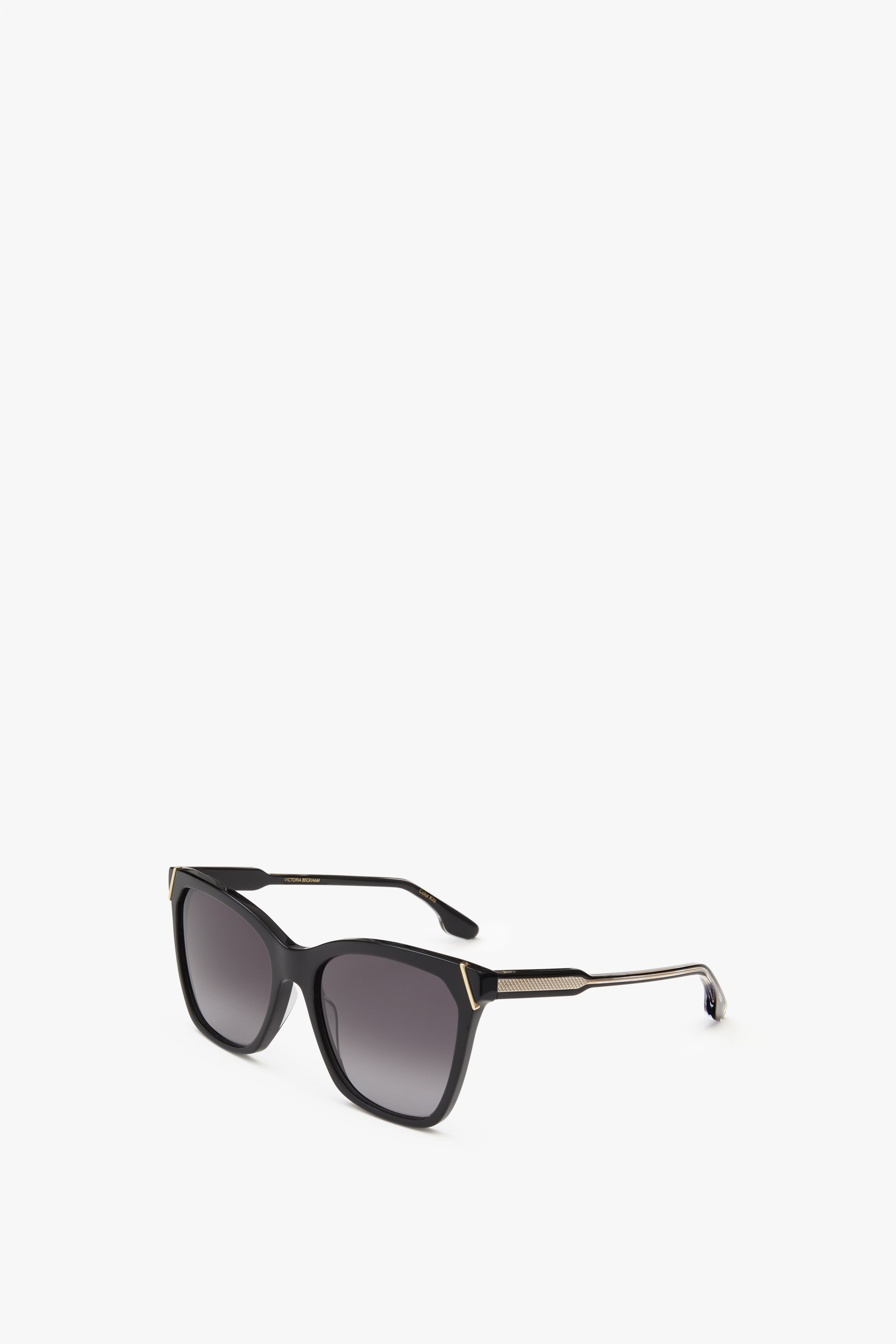 Squared Cat Eye Sunglasses in Black-Grey - 2
