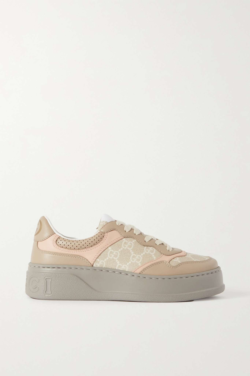 GG leather and canvas sneakers - 1