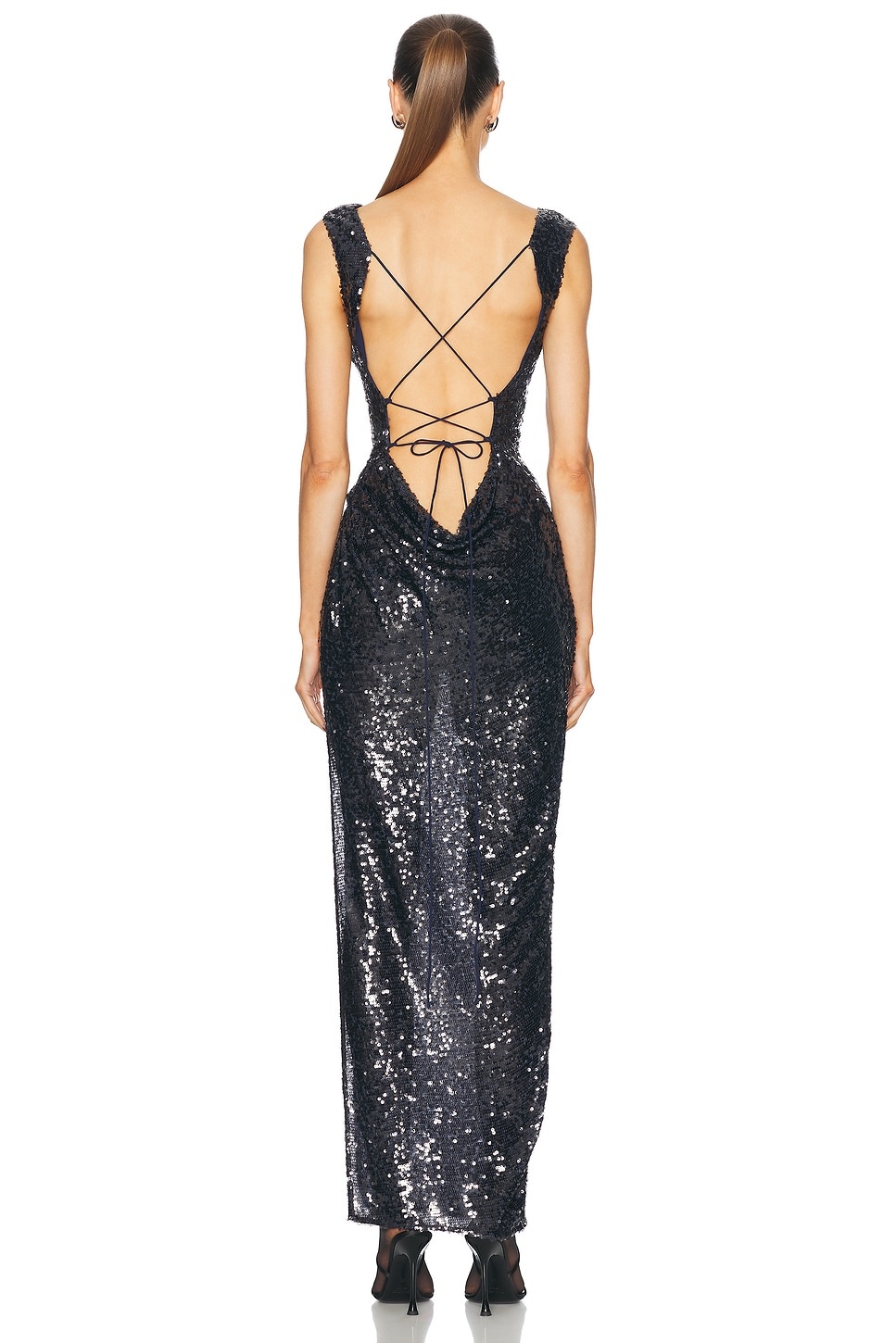Sequin Cowl Neck Gown - 5
