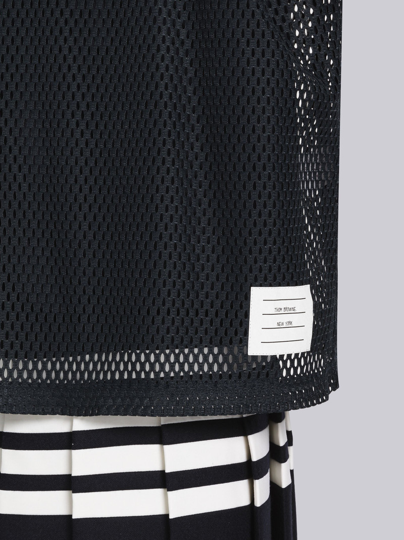 Navy Heavy Athletic Mesh Football Jersey 4-Bar Tee 5