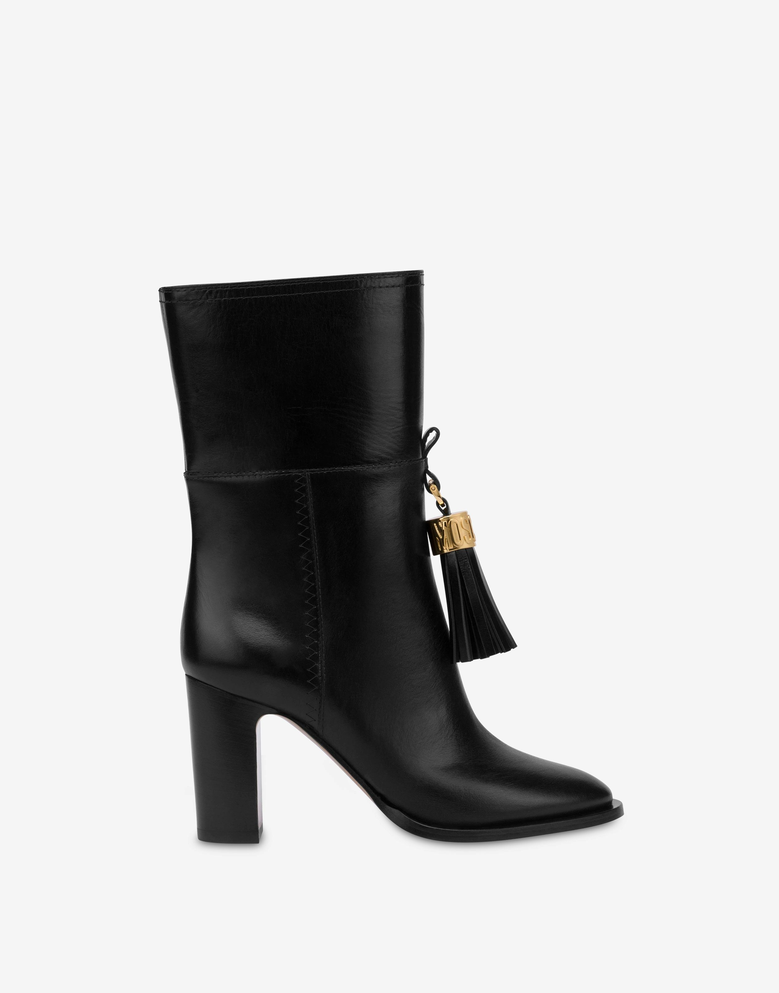 METAL TASSEL CALFSKIN ANKLE BOOTS - 2