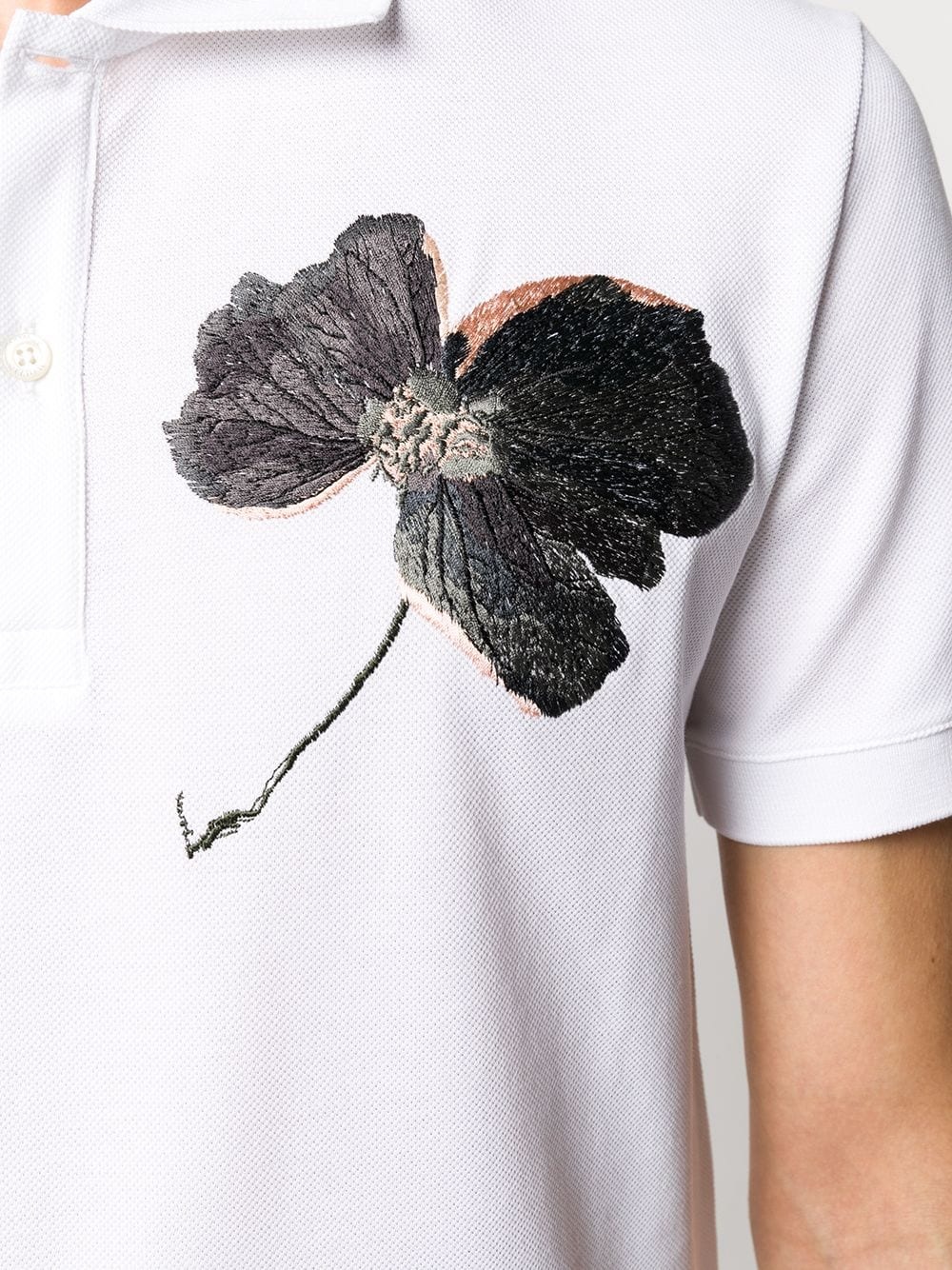 embroidered flower polo shirt - 5