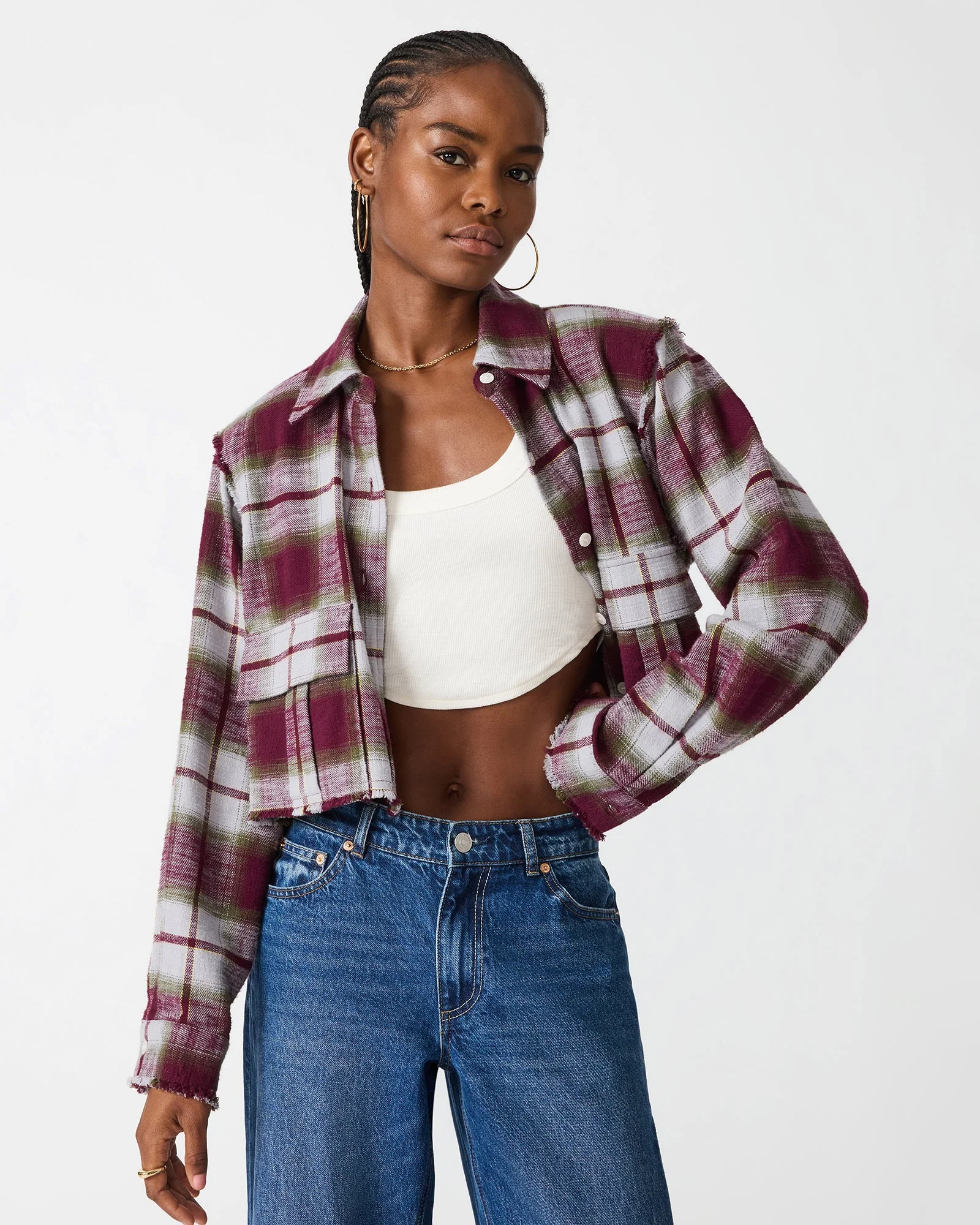 MARLOW TOP OLIVE PLAID - 1