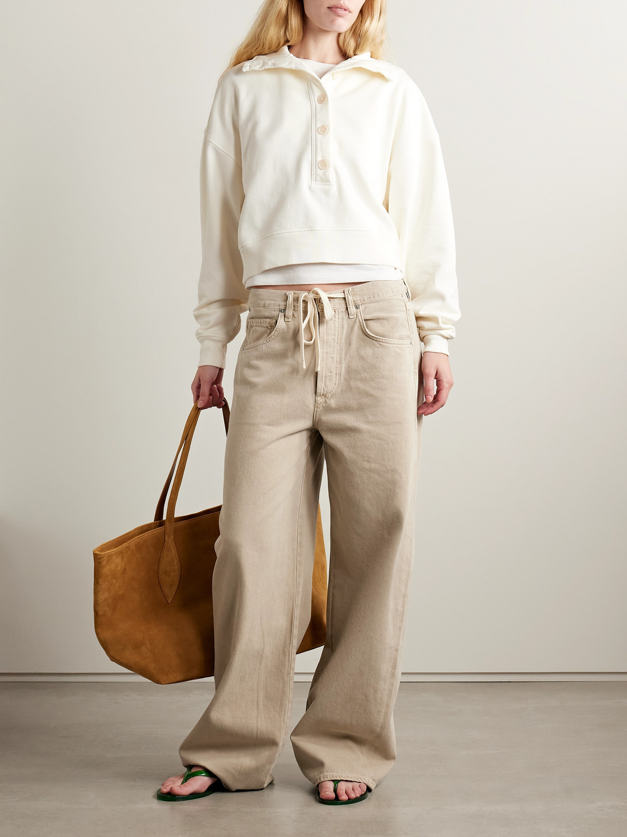 Mirelle Cropped Cotton-jersey Sweatshirt - 2