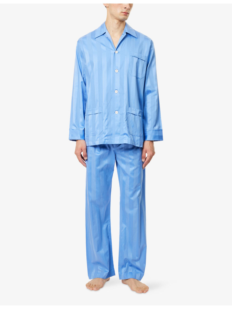 Derek Rose Lingfield Striped Cotton Pyjama Set outlook