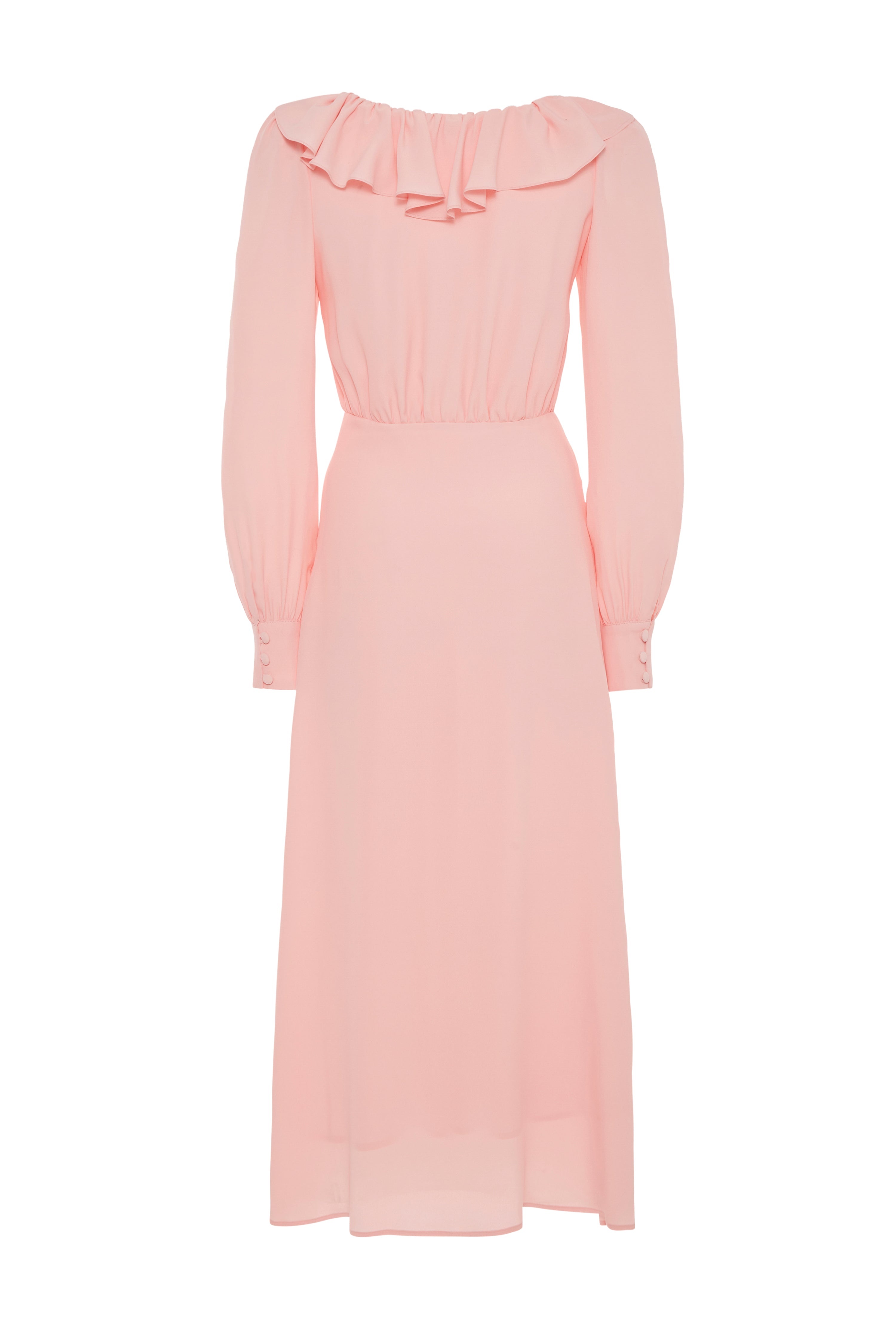 SILK BLEND DRESS WITH VOLANT COLLAR - 2