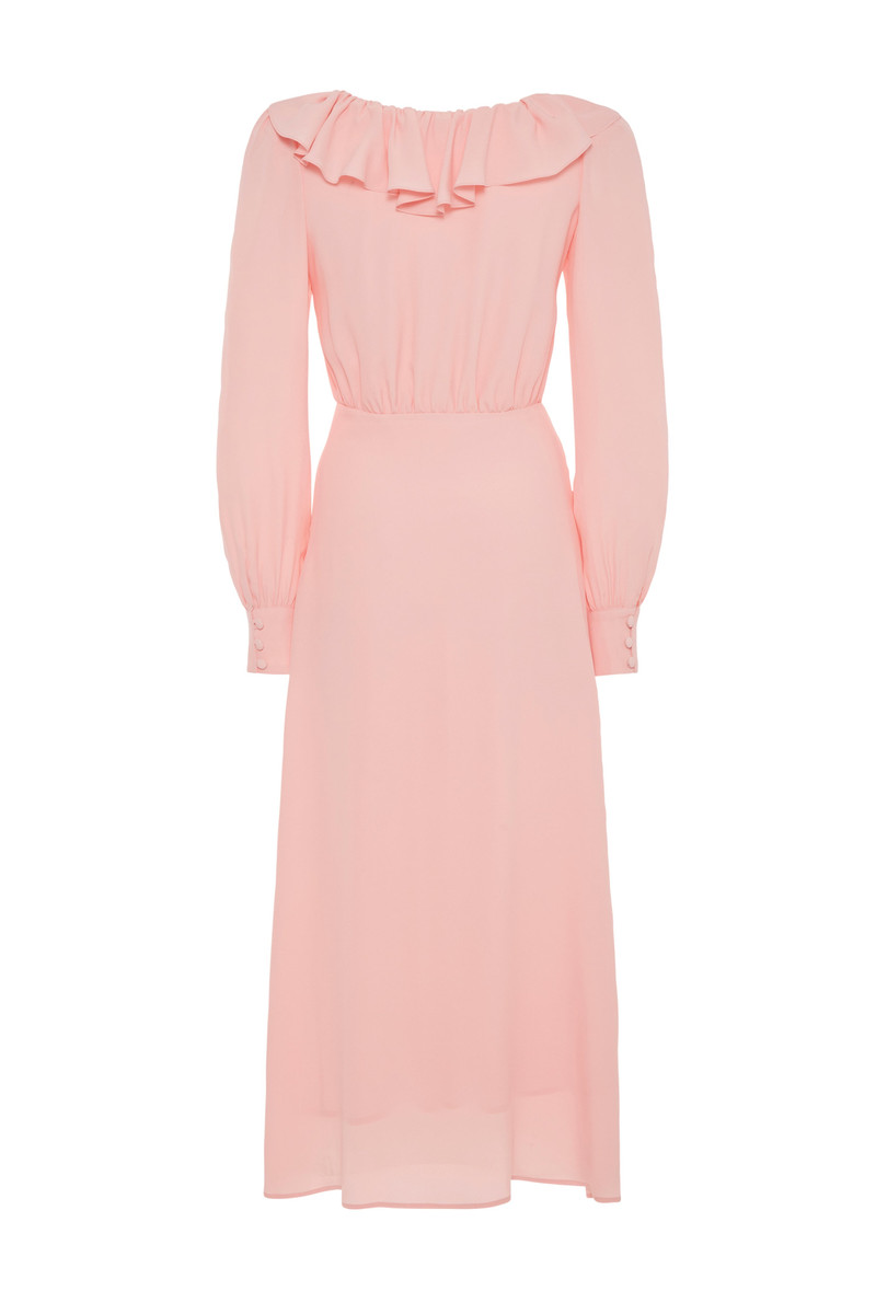 SILK BLEND DRESS WITH VOLANT COLLAR 2