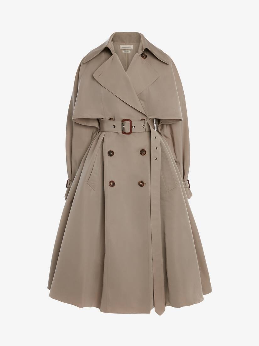 Polyfaille Parachute Trench Coat in Stone - 1