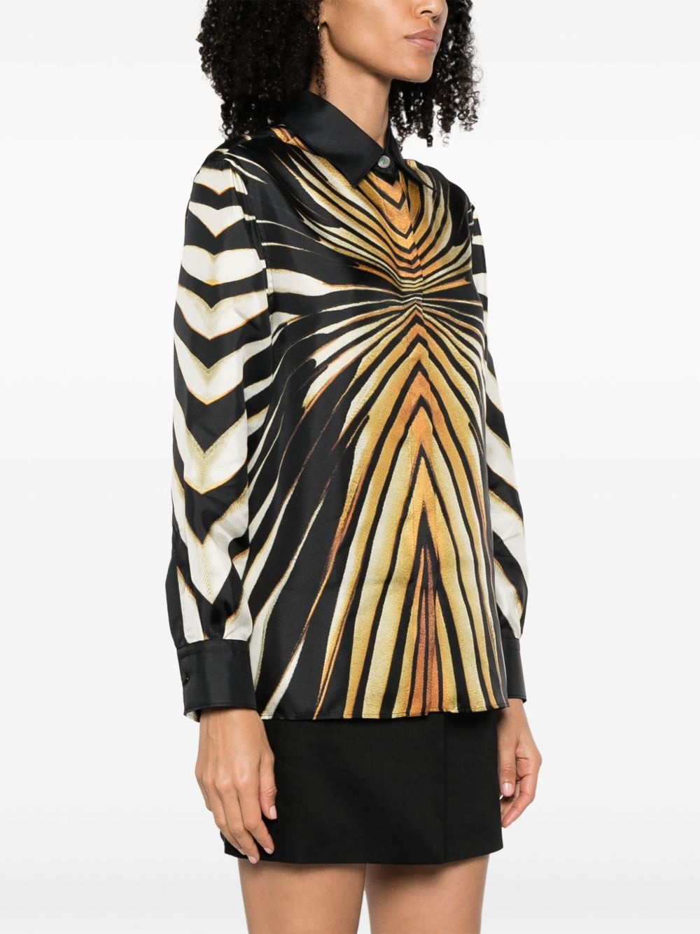 abstract-pattern print silk shirt - 3