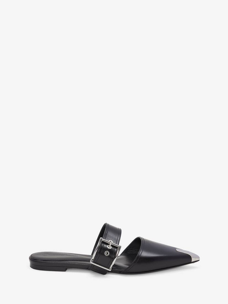 Punk Flat Mule in Black/silver - 1