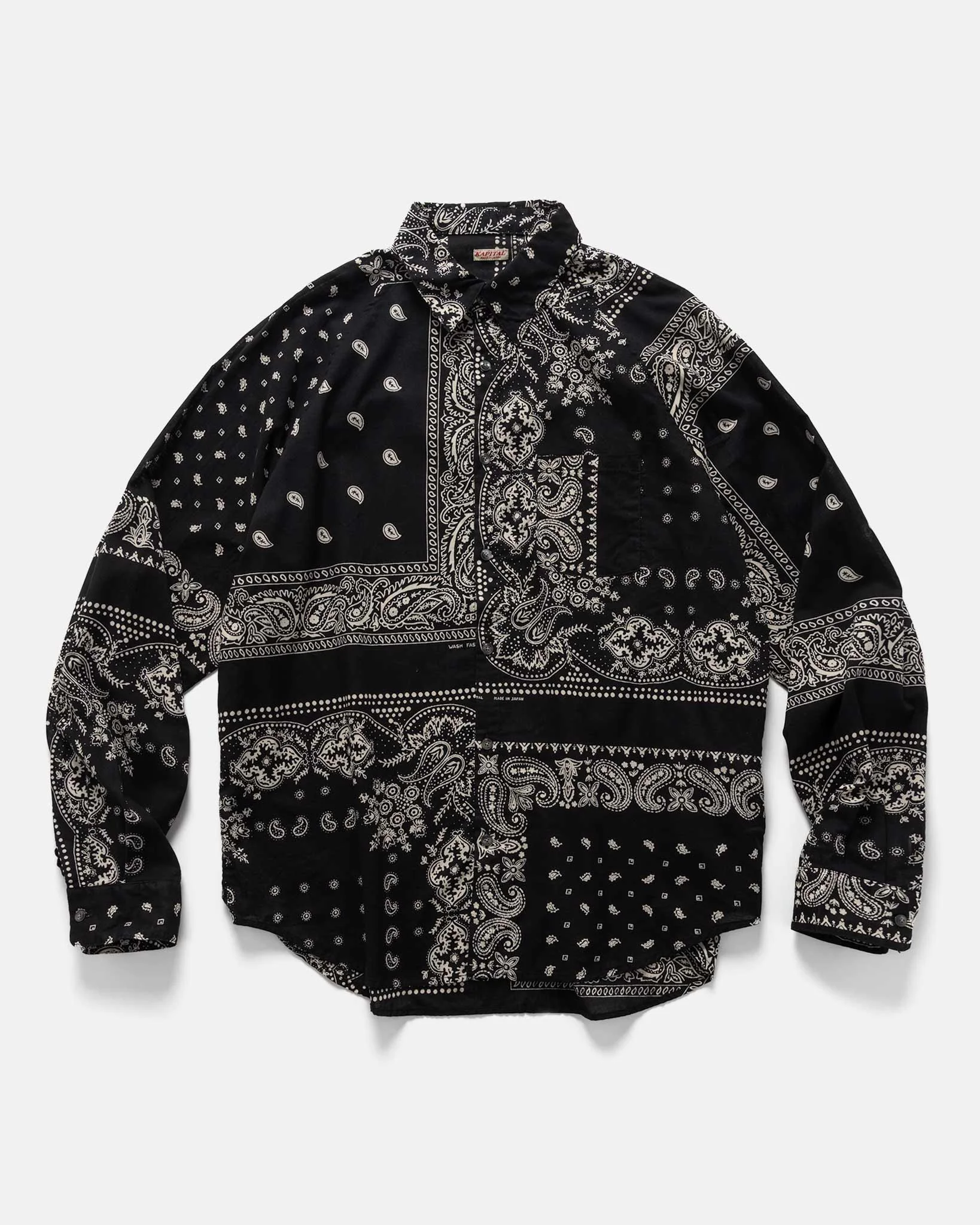 Gauze RAT BRAND Bandana Patchwork Raglan Shirt Black - 1