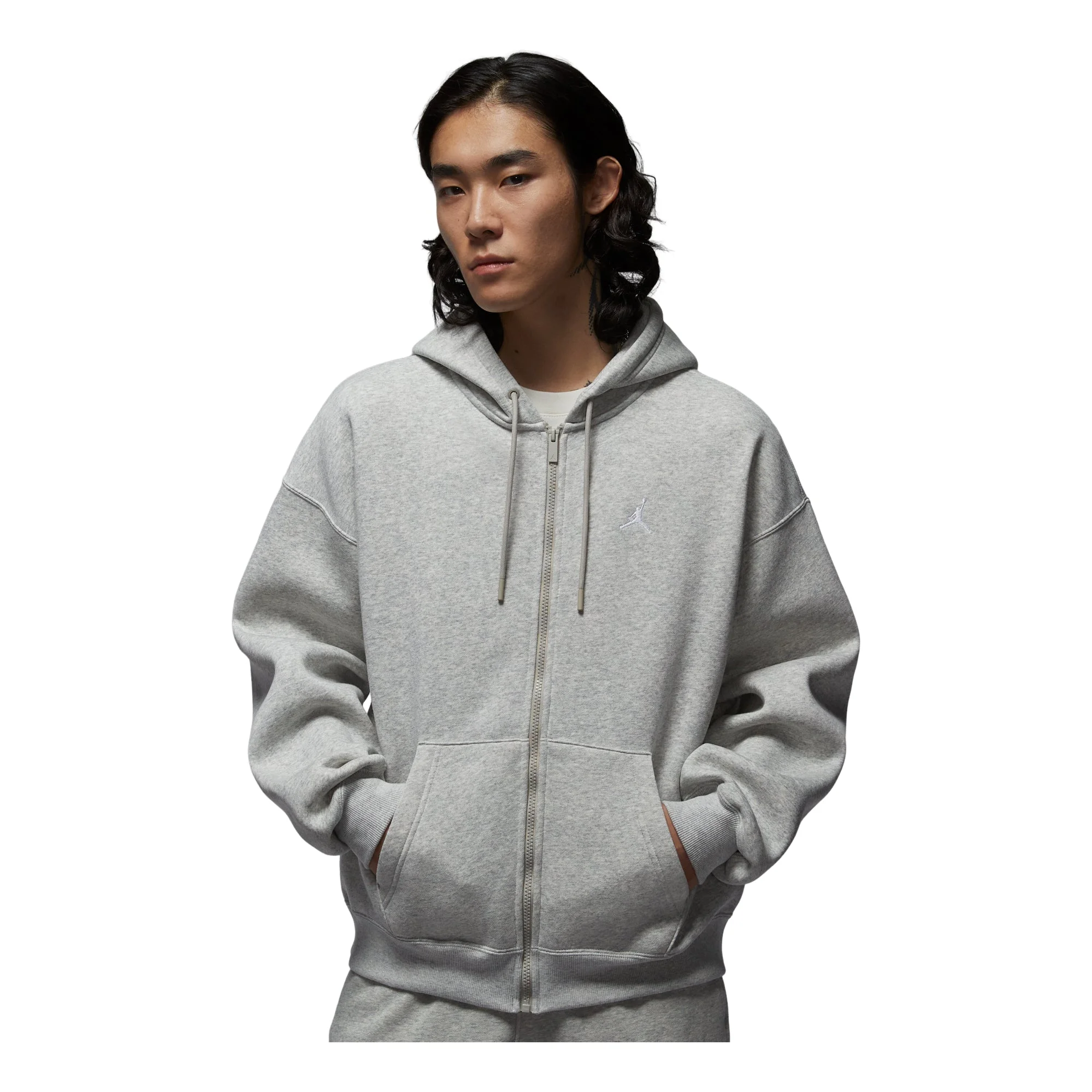 Air Jordan Brooklyn Fleece Oversized Full-Zip Hoodie 'Grey Heather' IB7232-050 - 1
