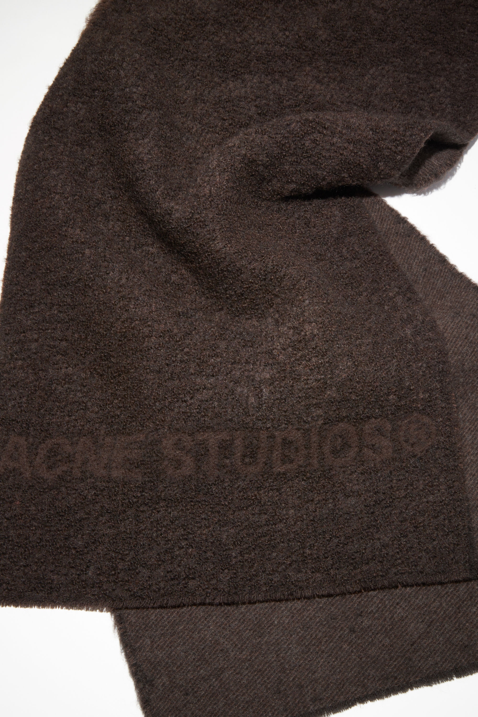 Logo wool-blend scarf - Chocolate brown - 4