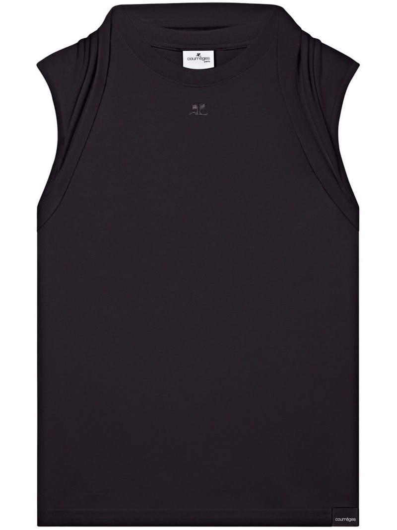 draped-detail cotton tank top 1
