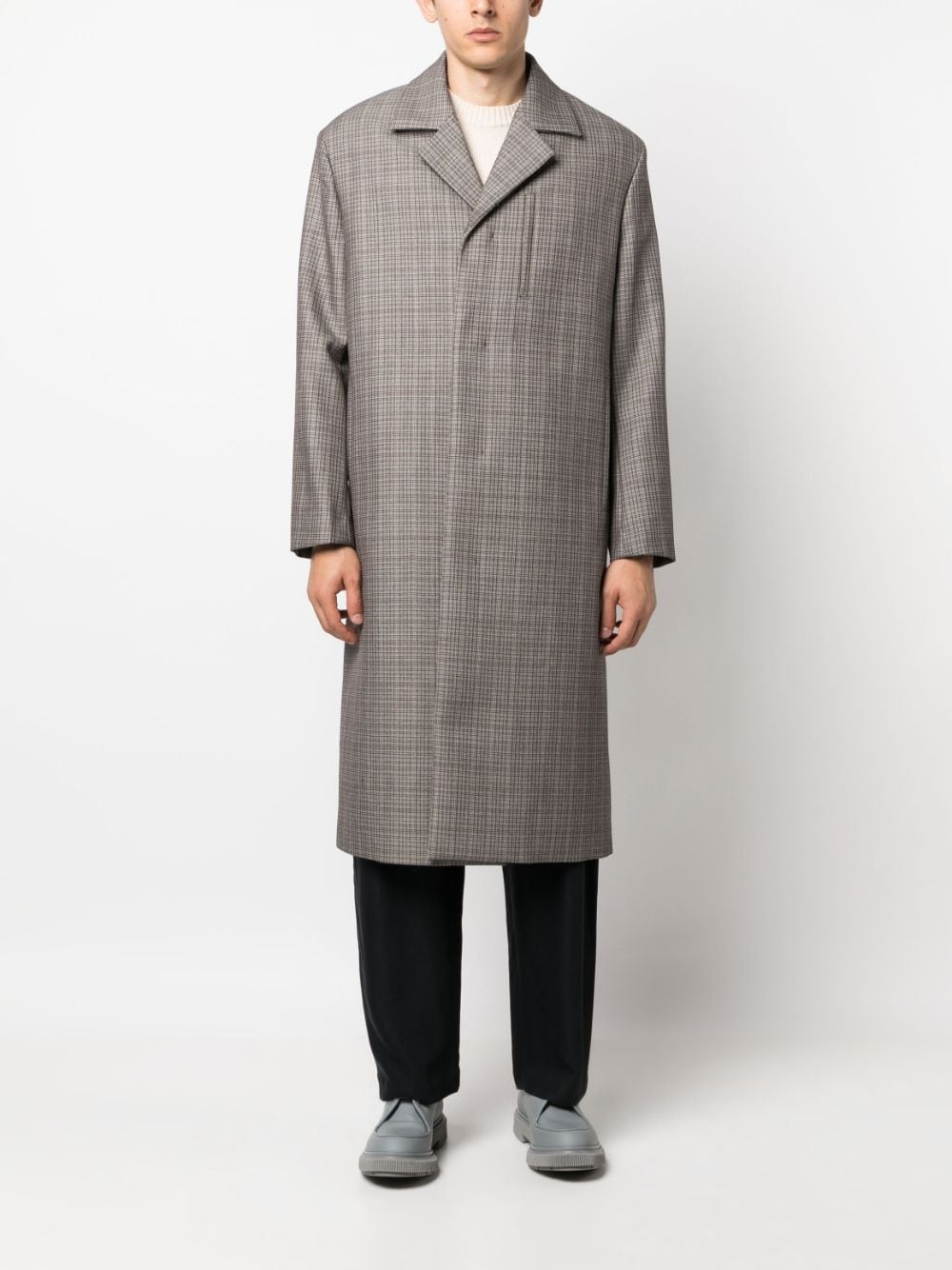 checked wool coat - 2