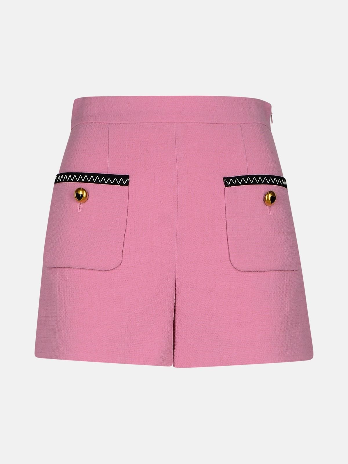 PINK VIRGIN WOOL BLEND SHORTS - 1