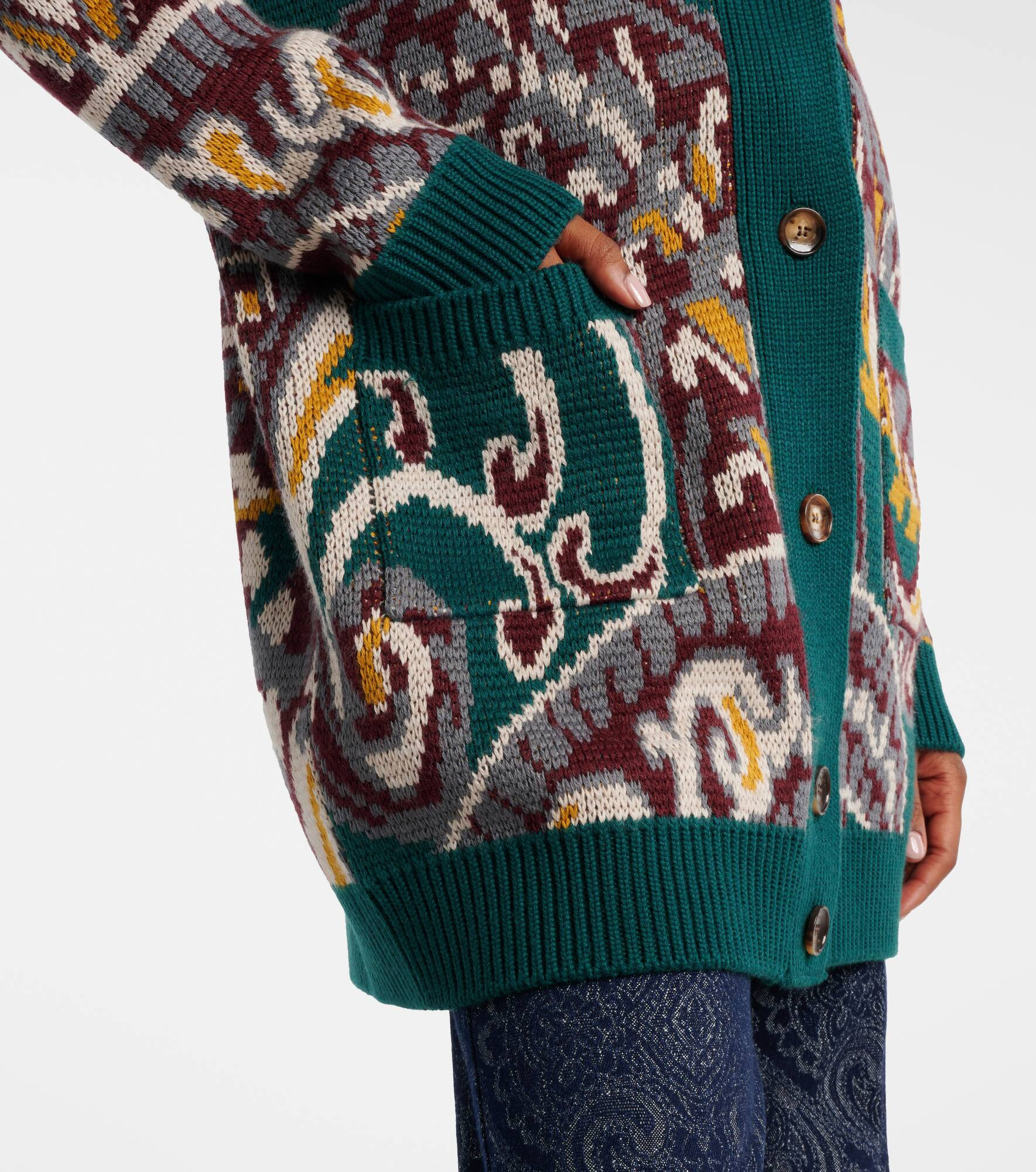Jacquard wool-blend cardigan - 5