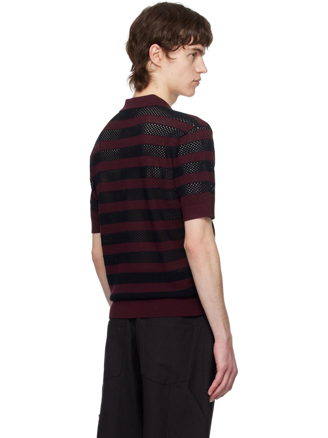 Purple & Navy Striped Polo - 3