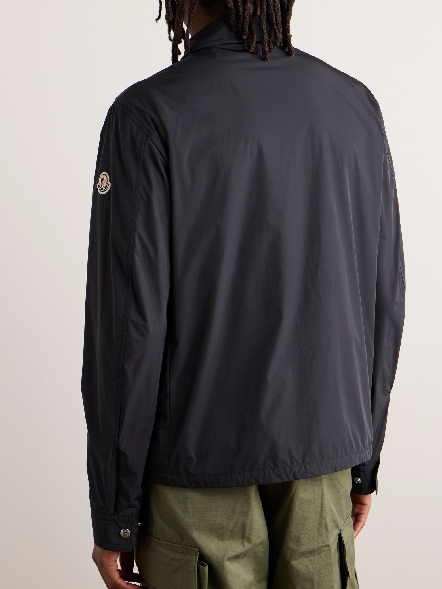 Logo-Appliquéd Grosgrain-Trimmed Shell Overshirt Black - 3