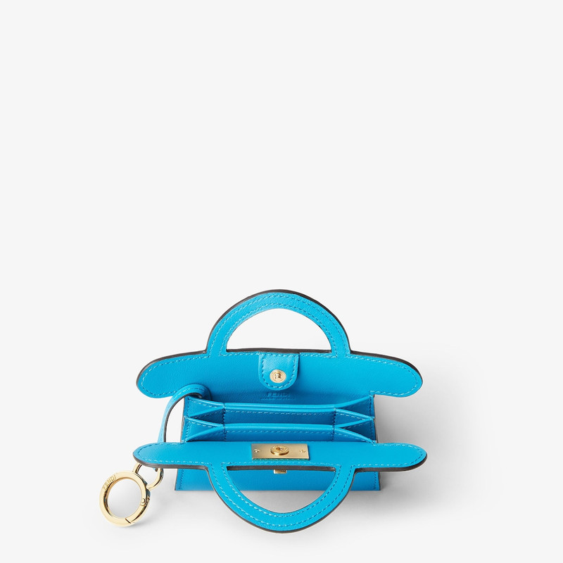 Fendi Way Card Case Aquamarine blue leather card case 3